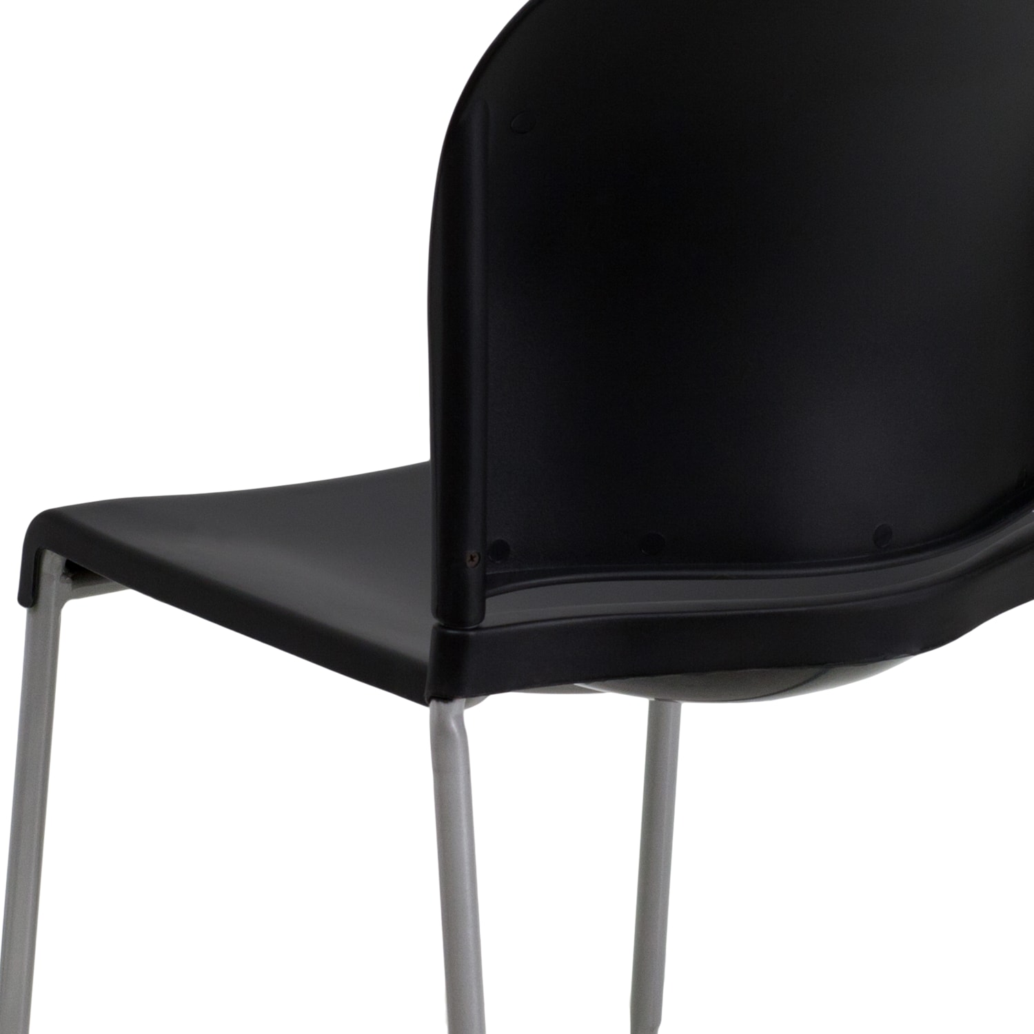 Flash Furniture HERCULES Series Full Back Contoured Stacking Chair With Sled Base BlackSilver PopularChairscom