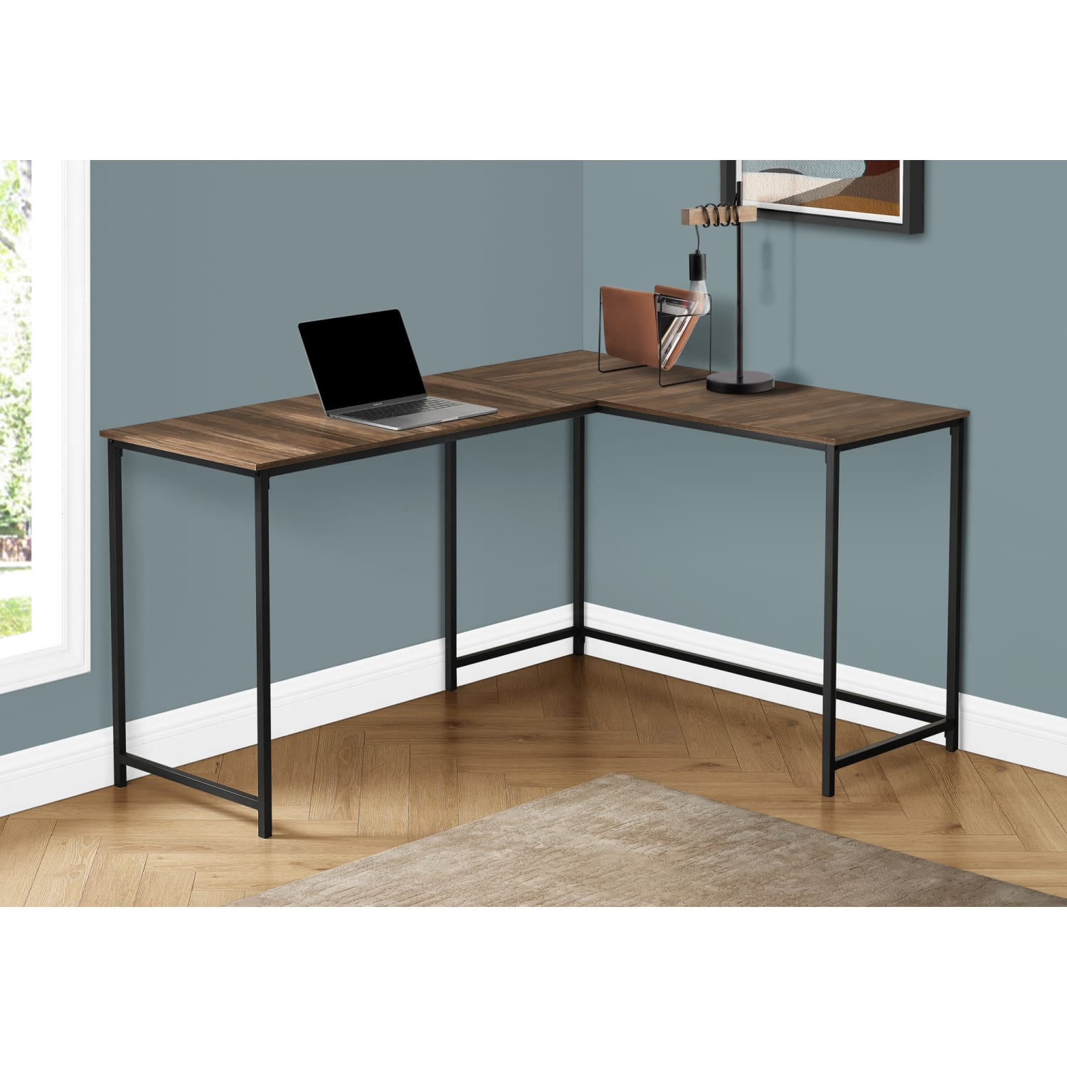 Monarch Specialties Barry 59inW L-Shaped Corner Desk, Brown - Image 3