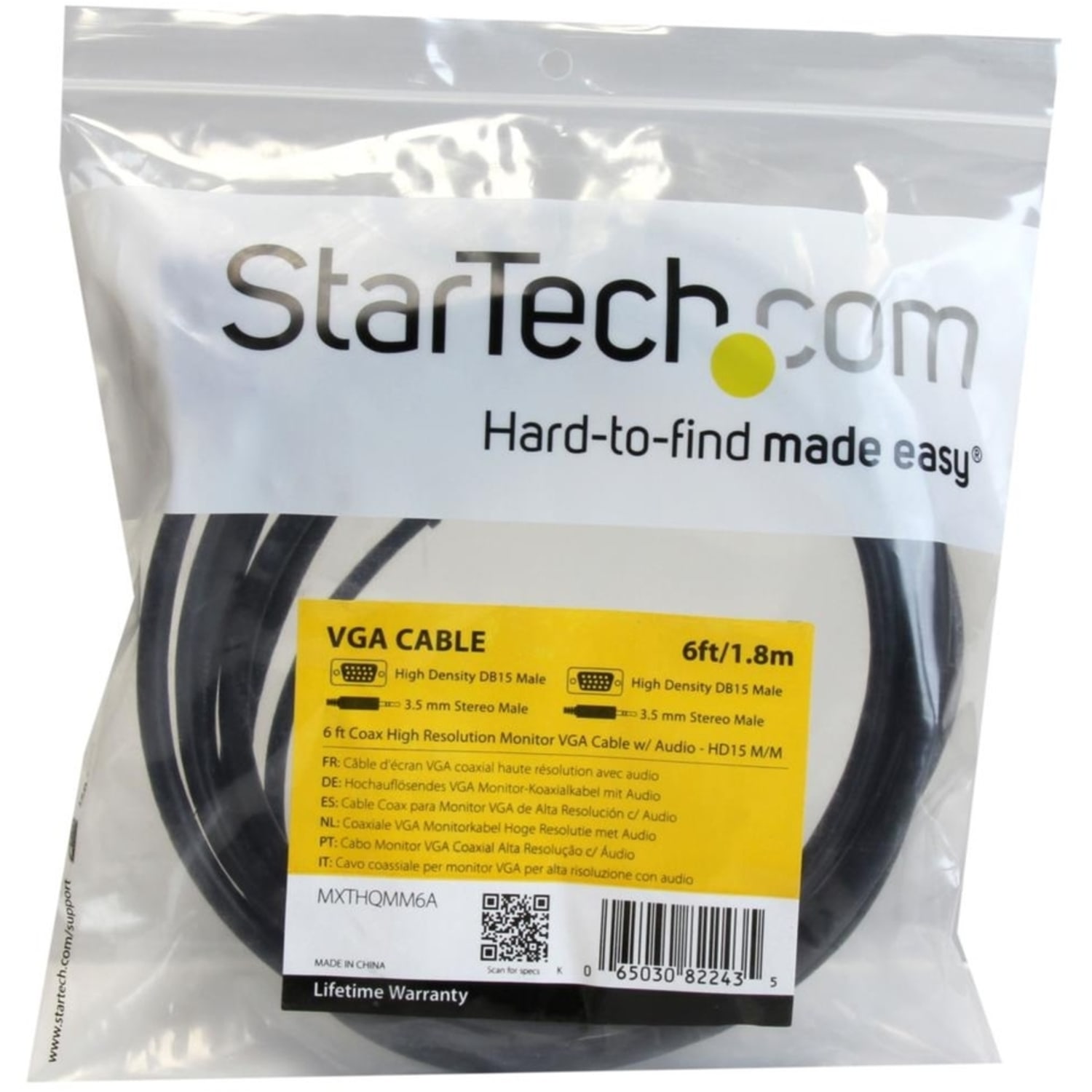 StarTech.com 6 ft Coax High Resolution Monitor VGA Cable w/ Audio - HD15 M/M - 6ft - Image 5