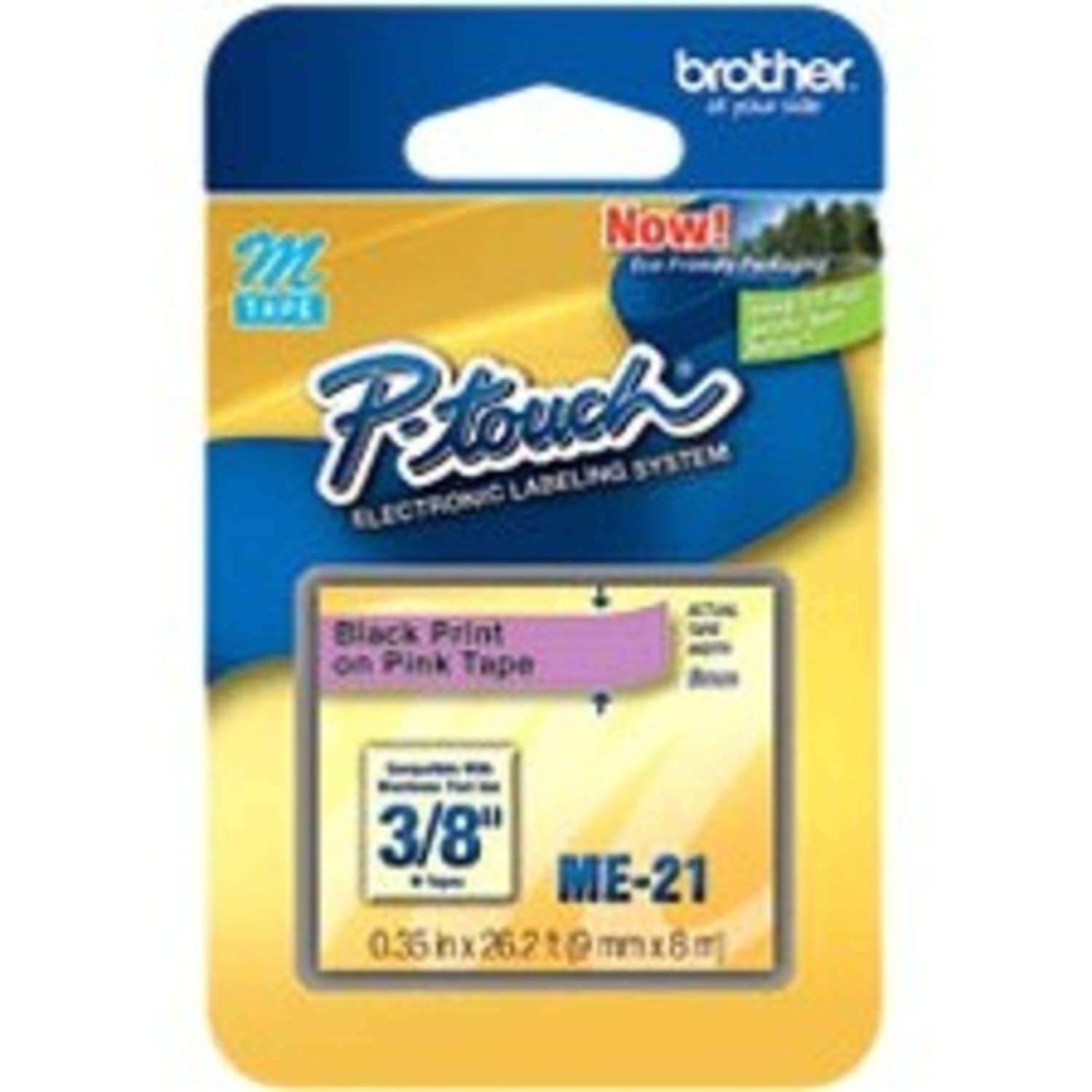 Brother P-Touch M Non-Laminated Tape, 3/8inW x 26 1/5L , Pink - Image 3
