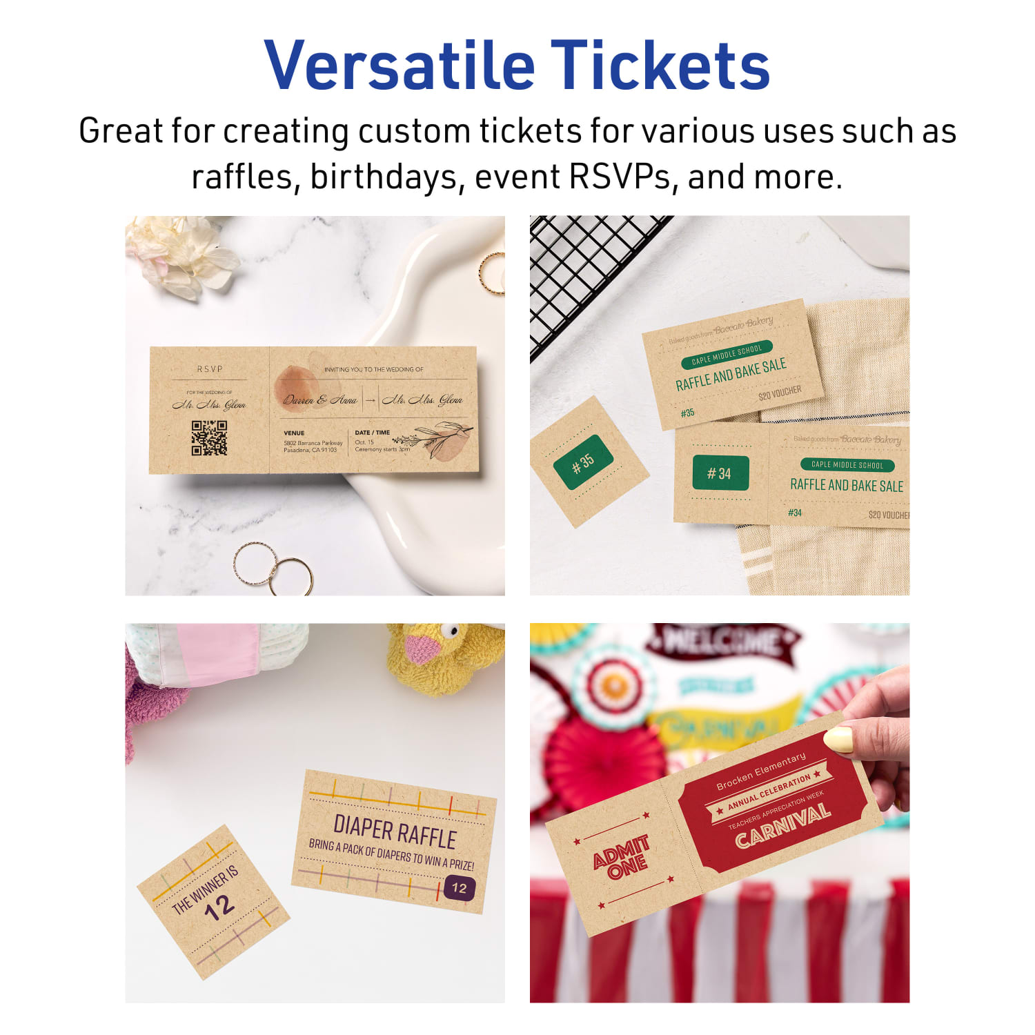 Avery Printable Tickets, 2-1/8inx5.5in, Kraft Brown, Pack Of 400 - Image 4