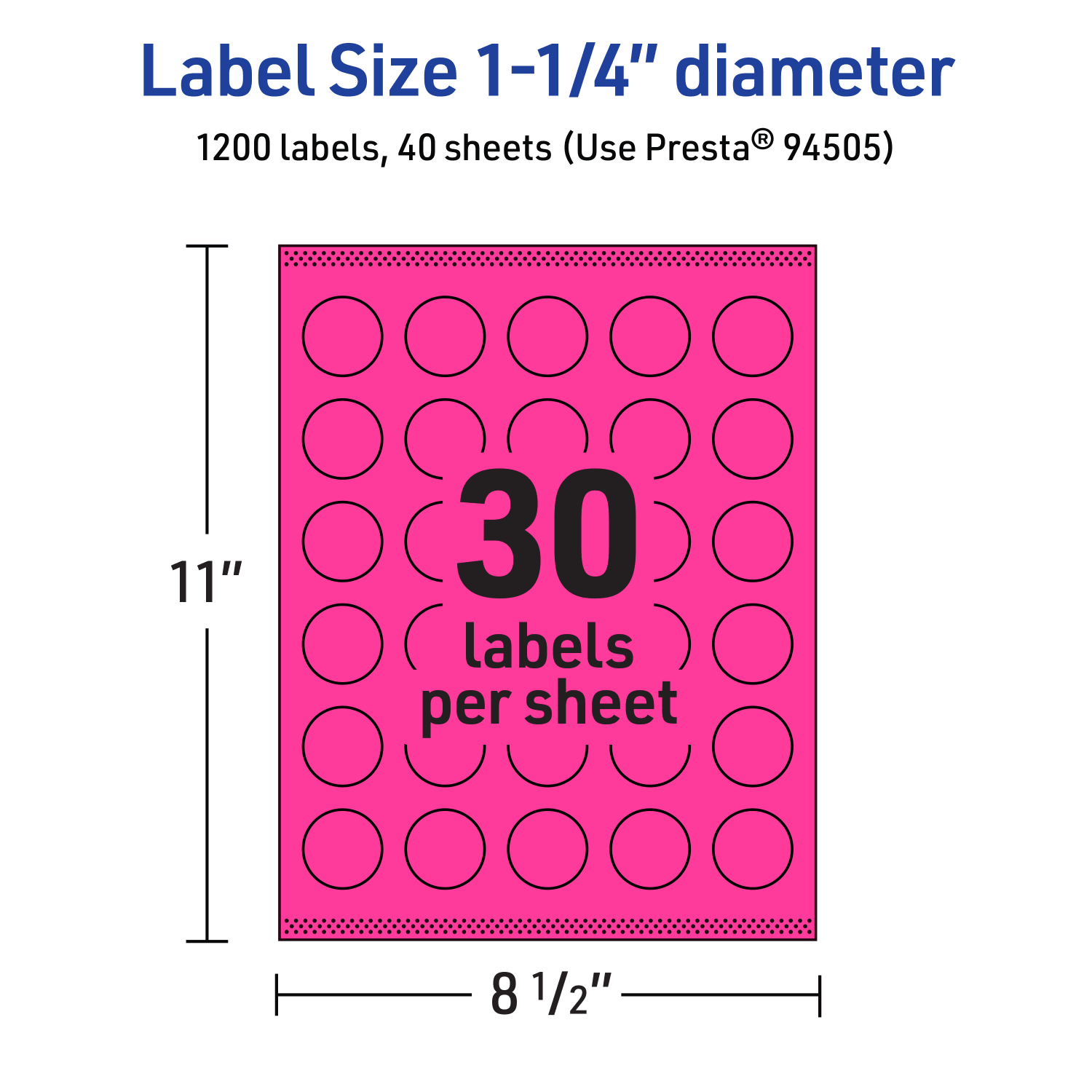 Avery Print-To-The-Edge Labels With Sure Feed Technology, 94505-NMP40, Round, 1-1/4in, Matte Neon Magenta, Pack of 1200 - Image 6