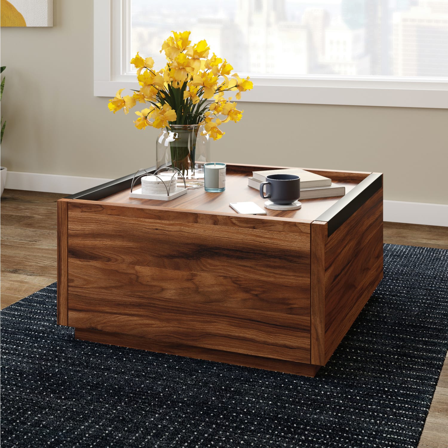 Sauder Manhattan Gate Square Coffee Table, 16inH x 31inW x 31inD, Blaze Acacia - Image 3