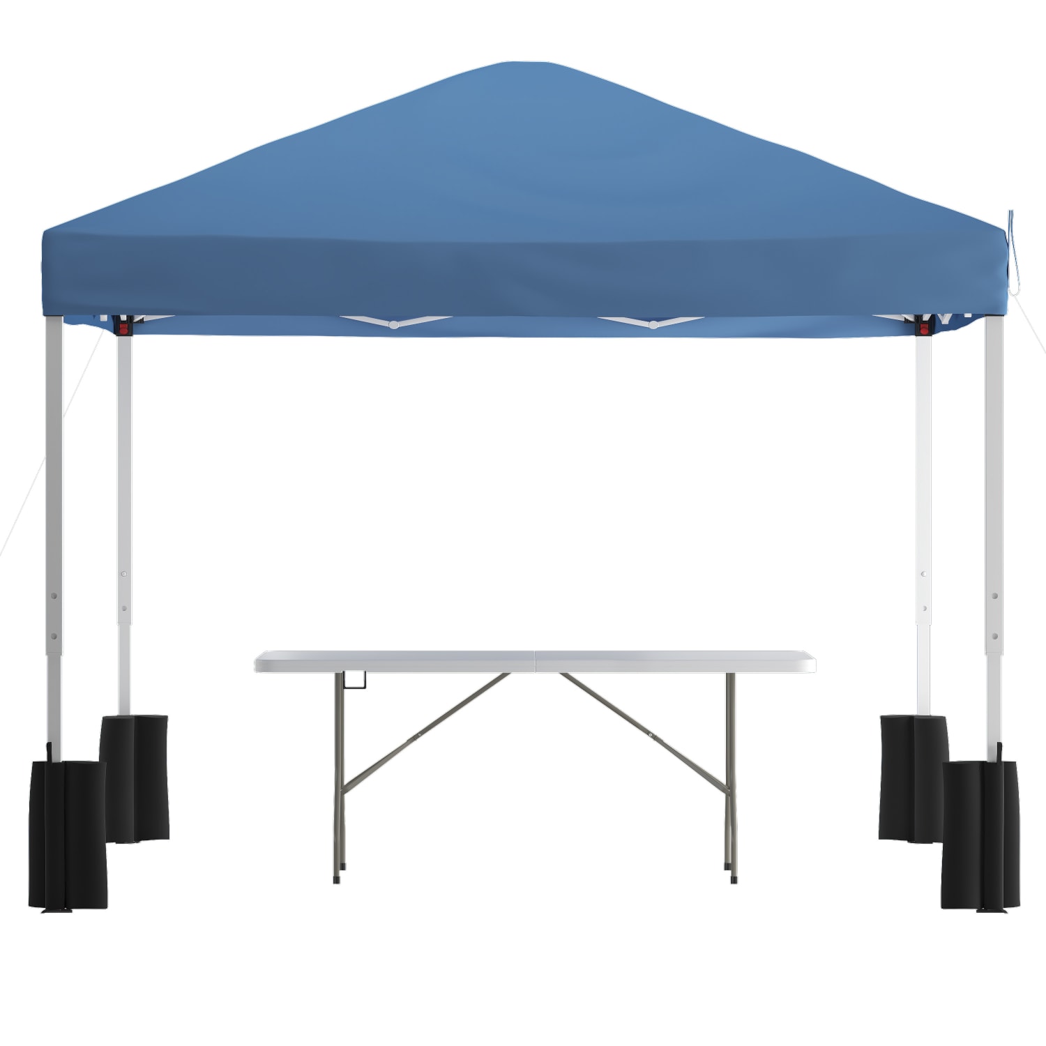 Flash Furniture 10ftx10ft Pop Up Canopy Tent with Wheeled Case and 6-Foot Bi-Fold Folding Table with Carrying Handle - Tailgate Tent Set, Blue - Image 3