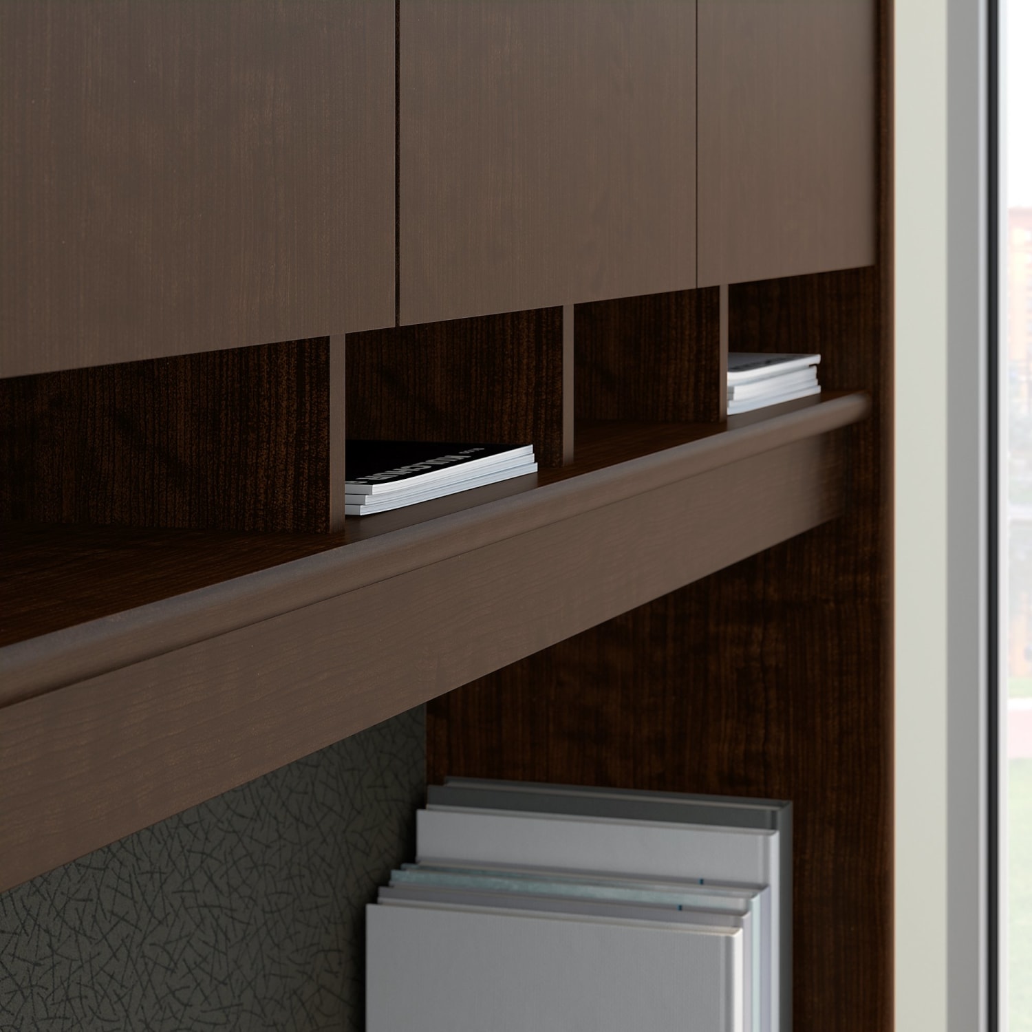 Bush Business Furniture 72inW U-Shaped Corner Desk With Hutch And Storage, Mocha Cherry, Standard Delivery - Image 6