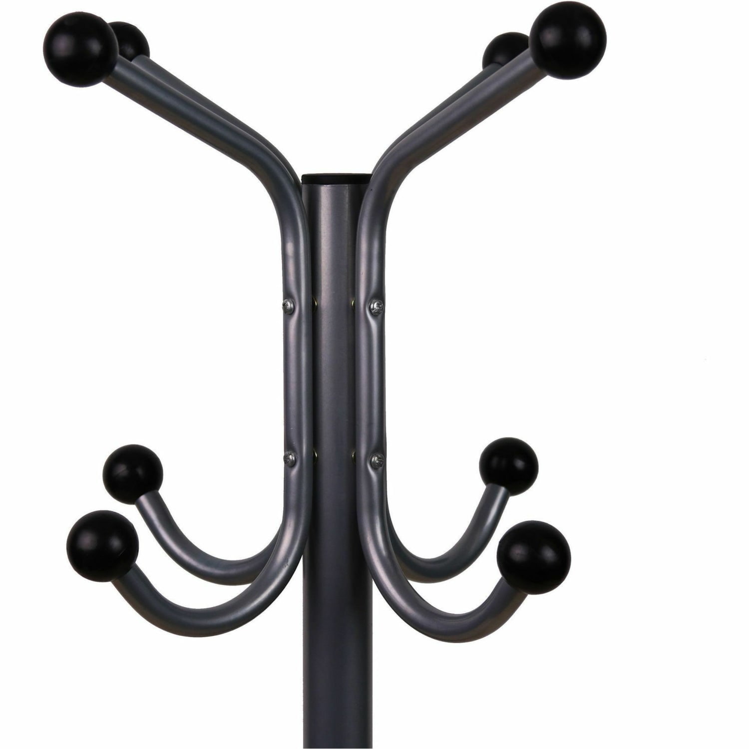Lorell Tripod Base Coat Rack - 4 Hooks - 4 Pegs - 63.4in Height x 19in Width - for Coat, Jacket, Hat, Scarf - Metal - Silver - Powder Coated - 1 Each - Image 5