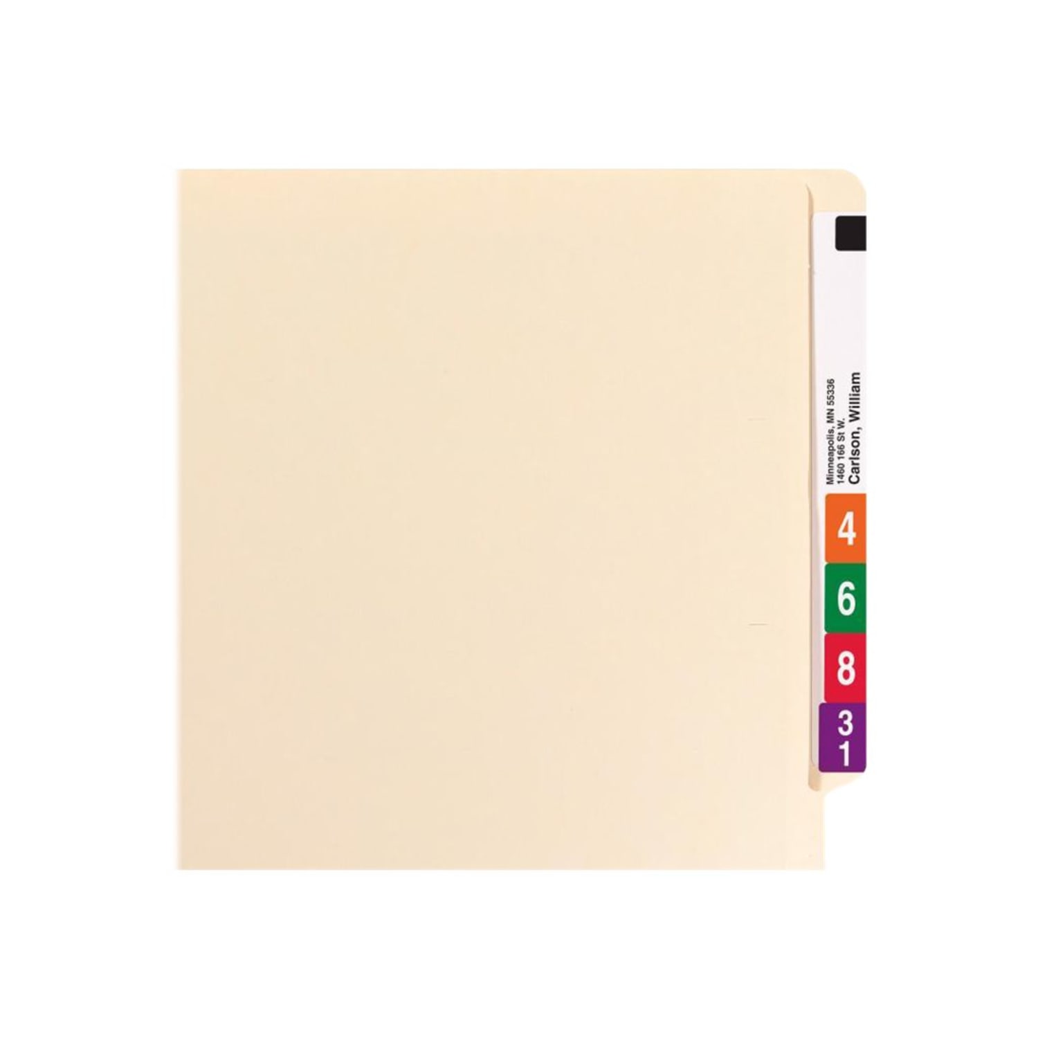 Smead Reinforced End-Tab Folders, 1 Fastener, Straight Cut, Letter Size, Manila, Box Of 50 - Image 3