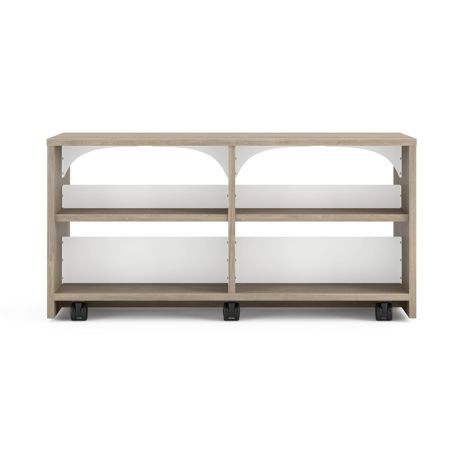 HON Storyline 30inH 2-Shelf Linear Dual-Sided Bookcase, Kingswood Walnut/Designer White - Image 3
