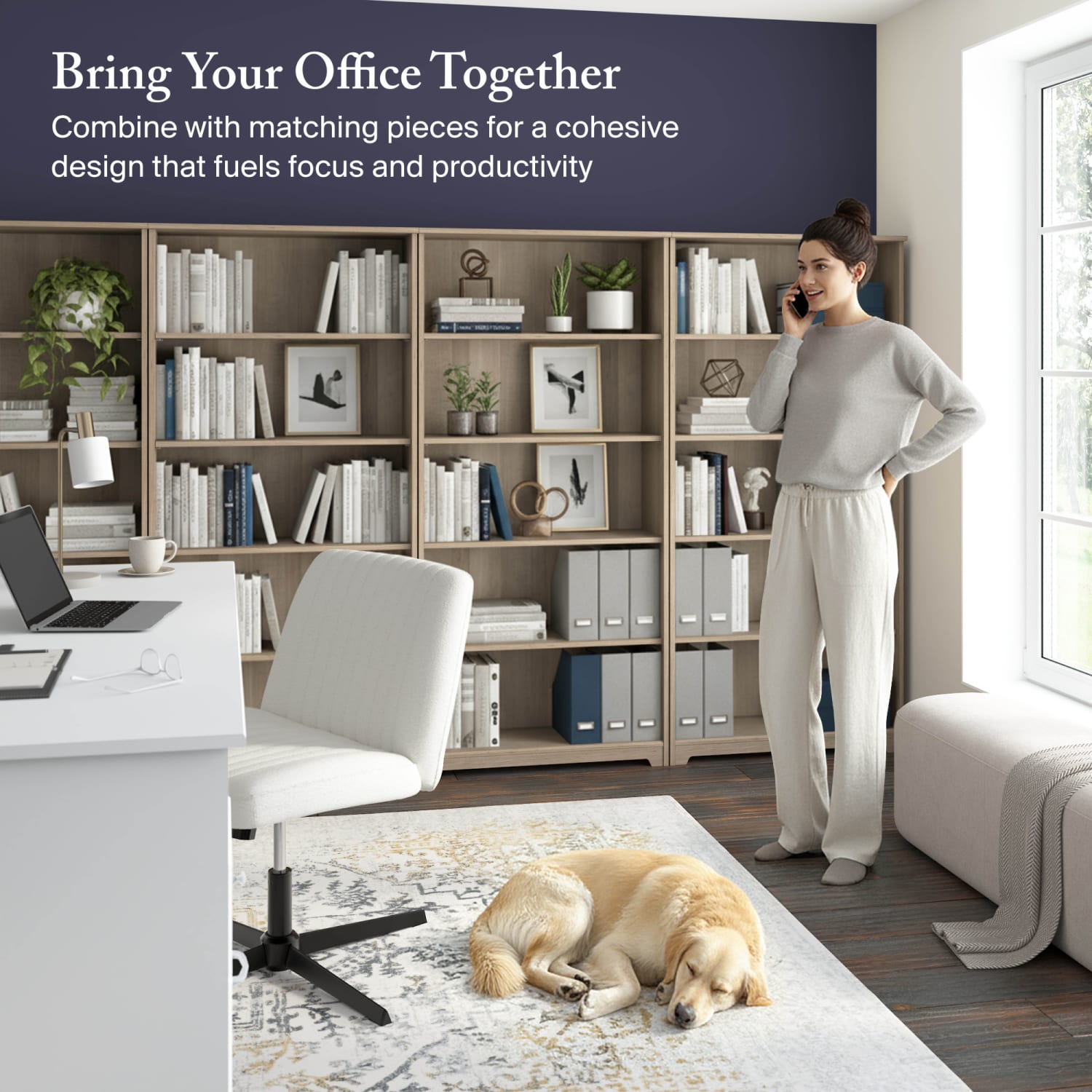 Bush Business Furniture Cabot 67inH 5-Shelf Bookcase, Ash Gray, Standard Delivery - Image 4