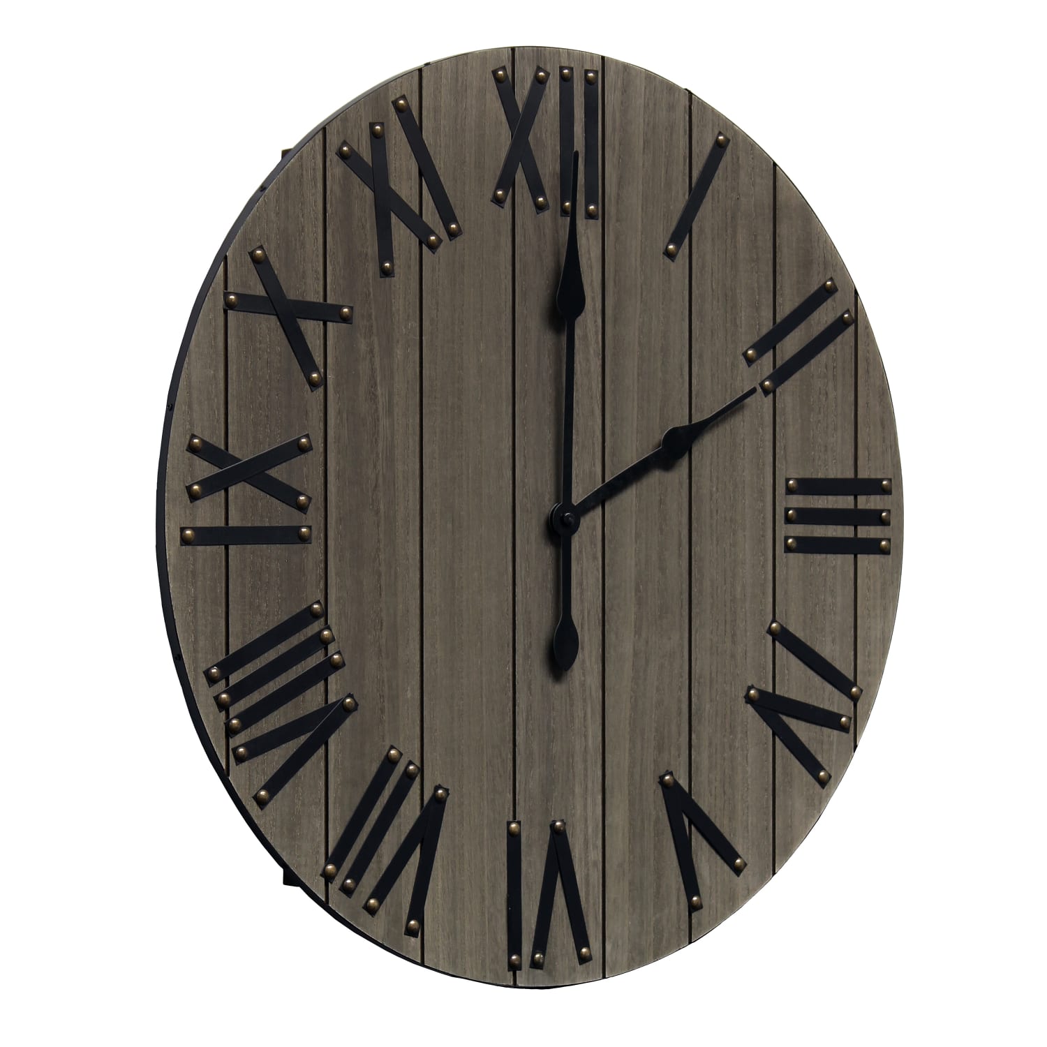 Elegant Designs Handsome Rustic Farmhouse Wood Wall Clock, 21in, Rustic Gray - Image 3