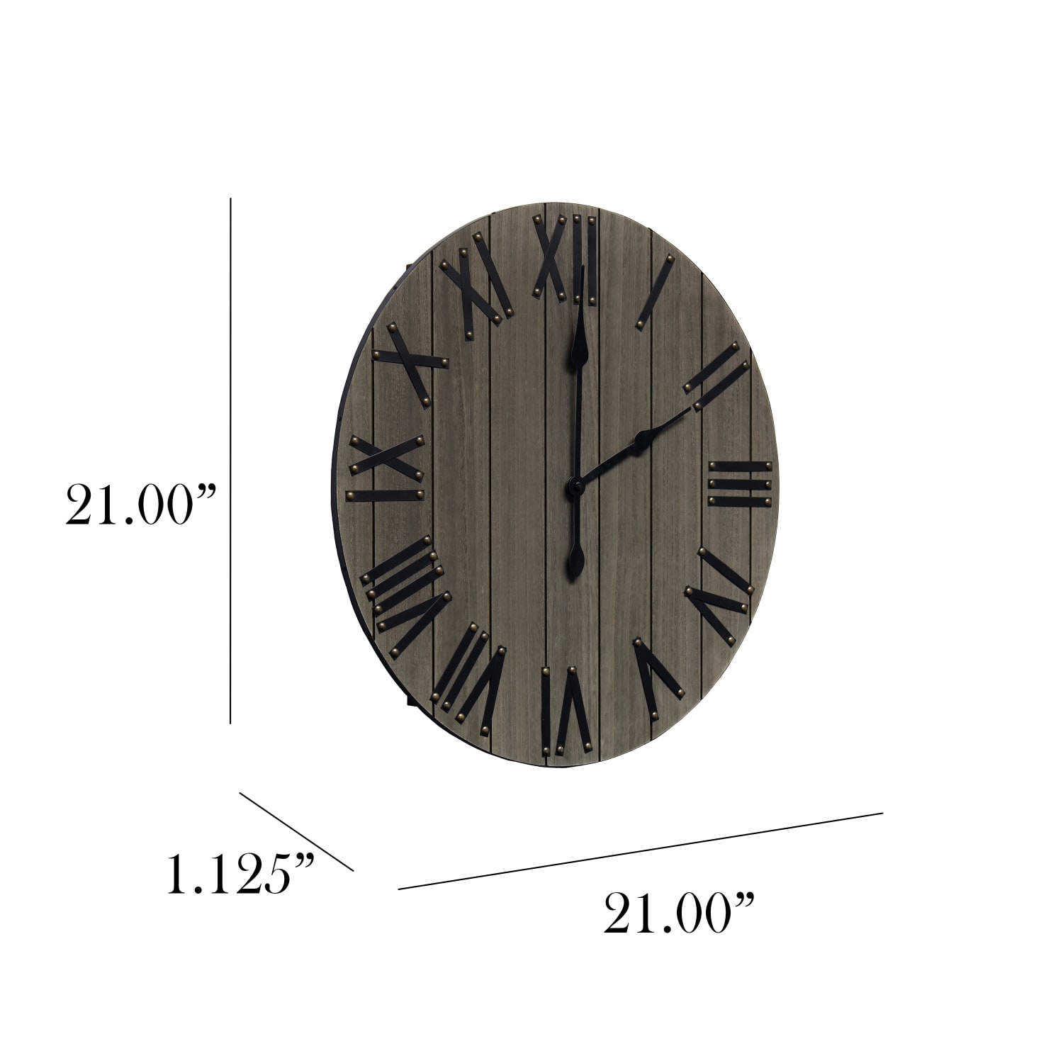 Elegant Designs Handsome Rustic Farmhouse Wood Wall Clock, 21in, Rustic Gray - Image 4