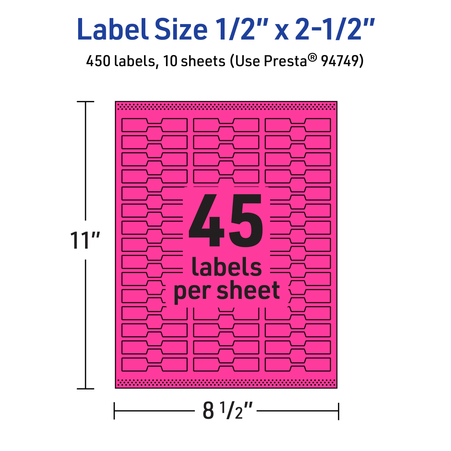 Avery Printable Labels With Sure Feed Technology, 94749-NMP10, Barbell, 1/2in x 2-1/2in, Matte Neon Magenta, Pack of 450 - Image 6