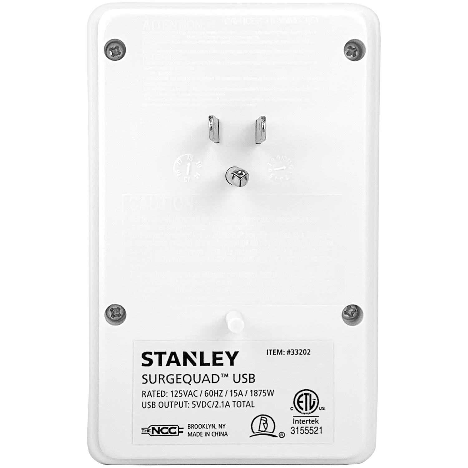 Stanley SurgeQuad 33202 4 AC Outlet And 2 USB Wall Tap, White - Image 3