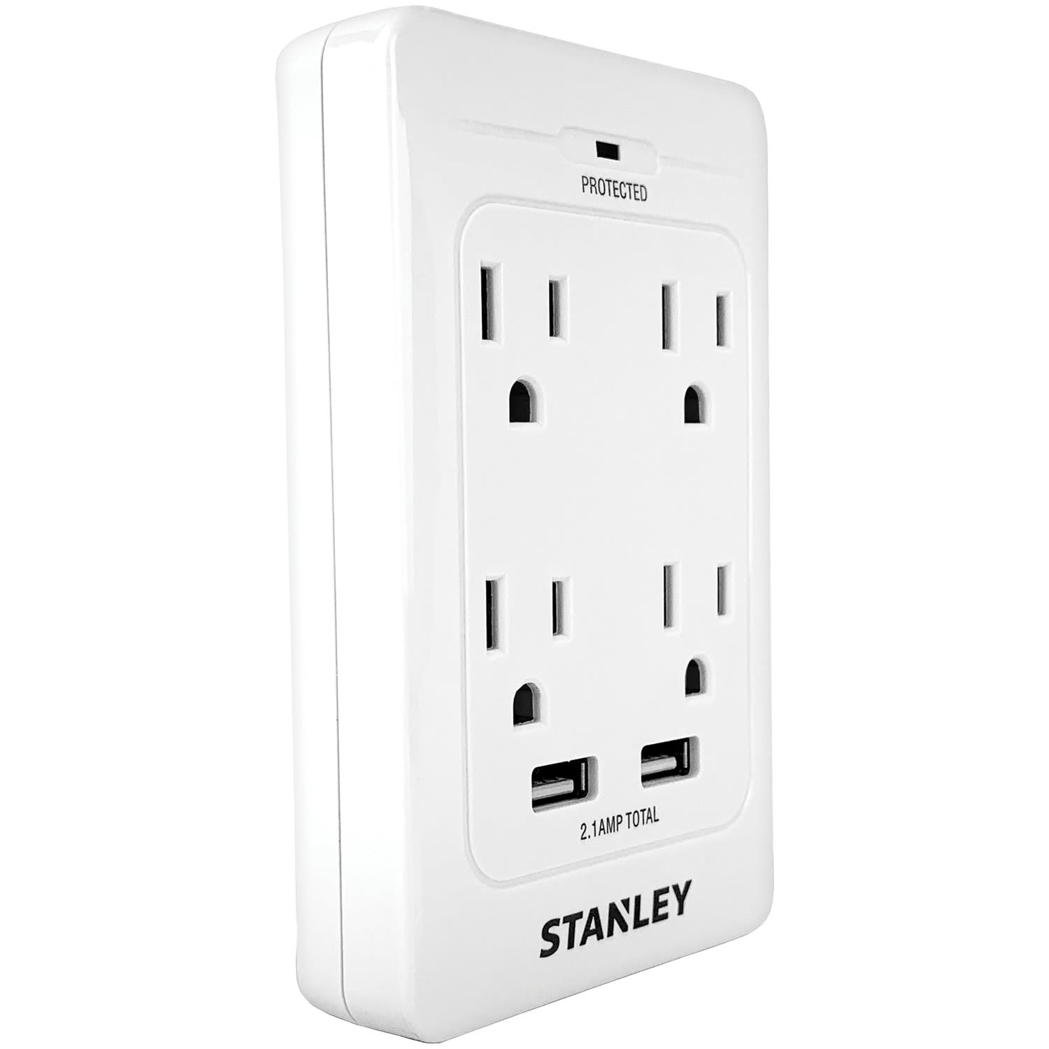 Stanley SurgeQuad 33202 4 AC Outlet And 2 USB Wall Tap, White - Image 4