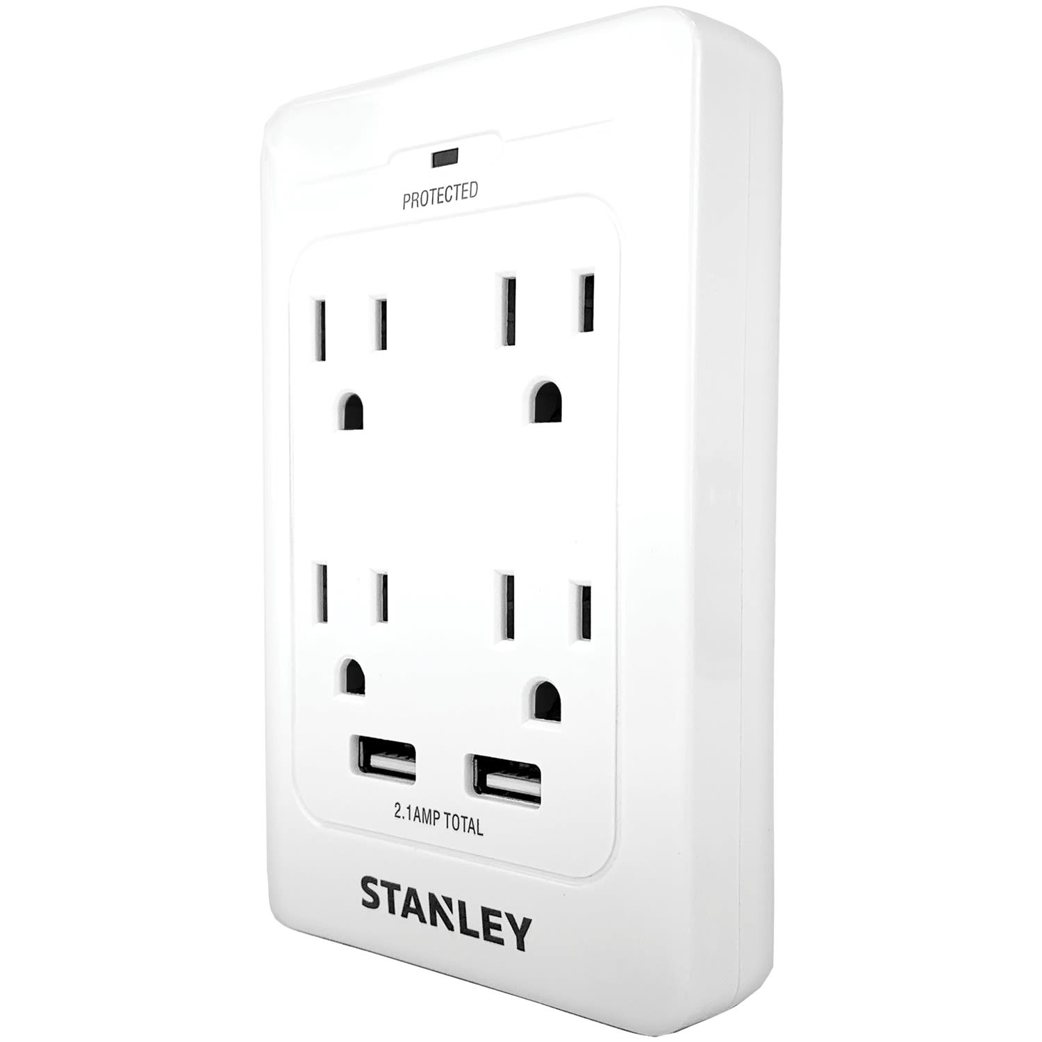 Stanley SurgeQuad 33202 4 AC Outlet And 2 USB Wall Tap, White - Image 5