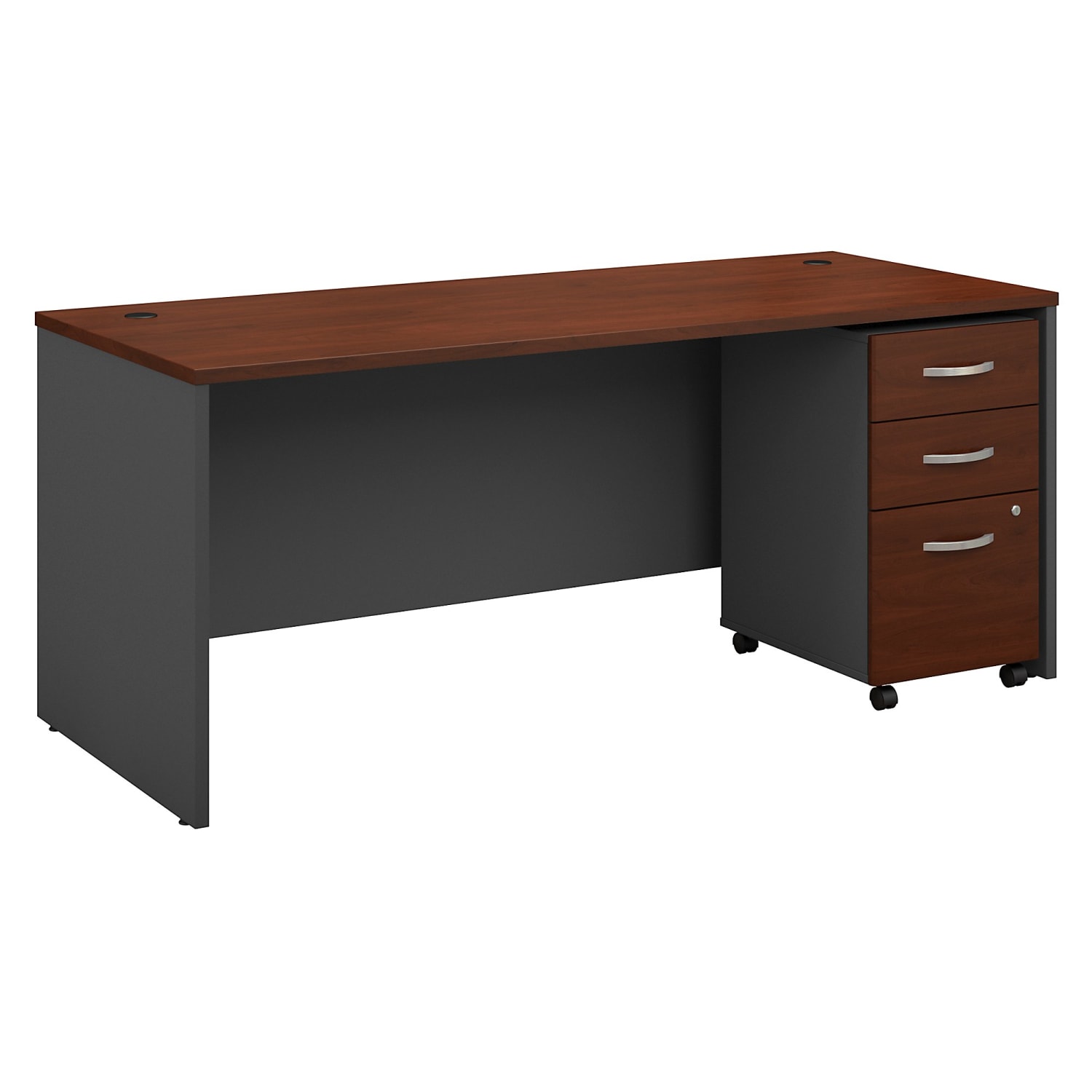 Bush Business Furniture Series C Components 72inW Office Computer Desk With Mobile File Cabinet, Hansen Cherry/Graphite Gray, Standard Delivery