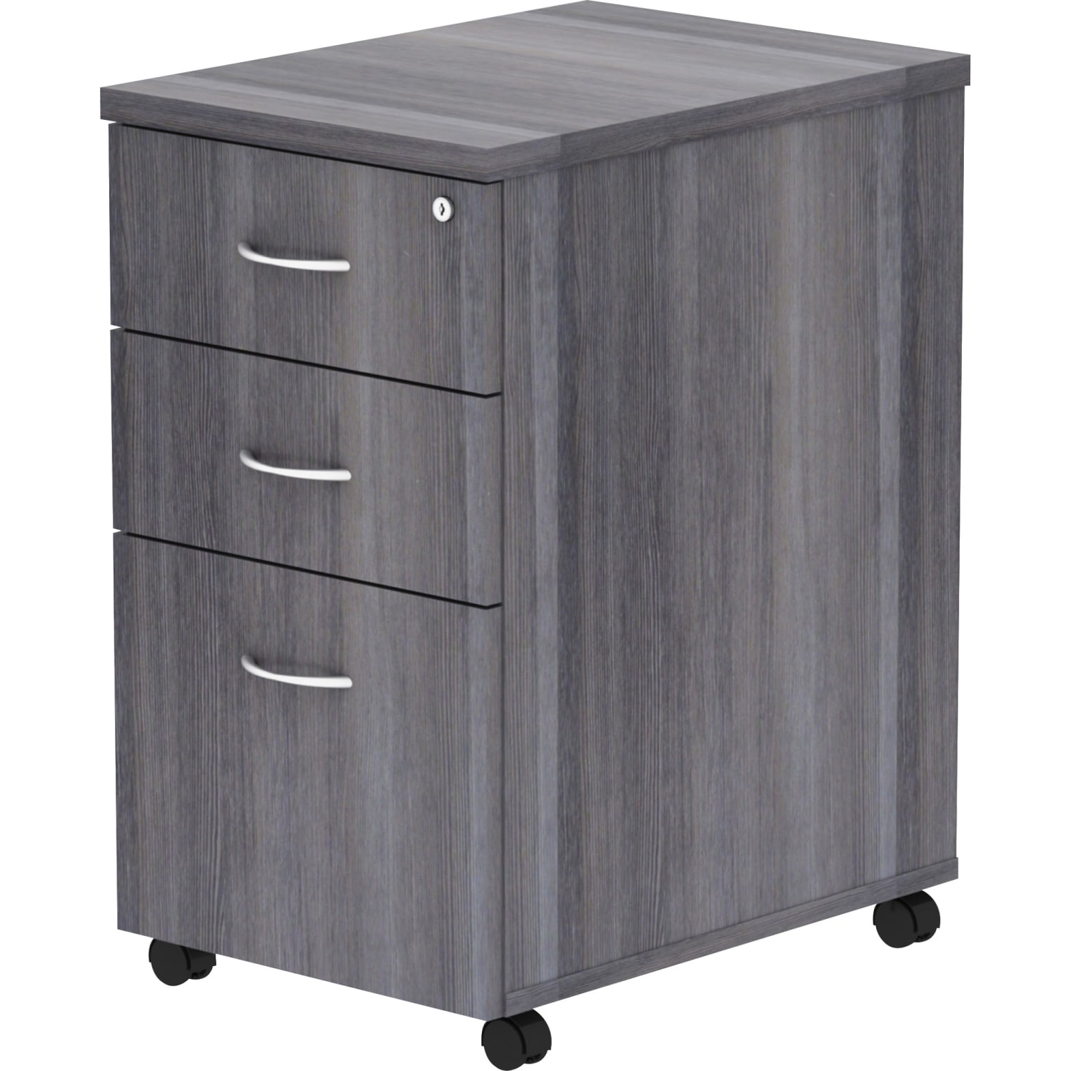 Lorell Essentials 22inD Vertical 3-Drawer Mobile Pedestal File Cabinet, Weathered Charcoal - Image 4