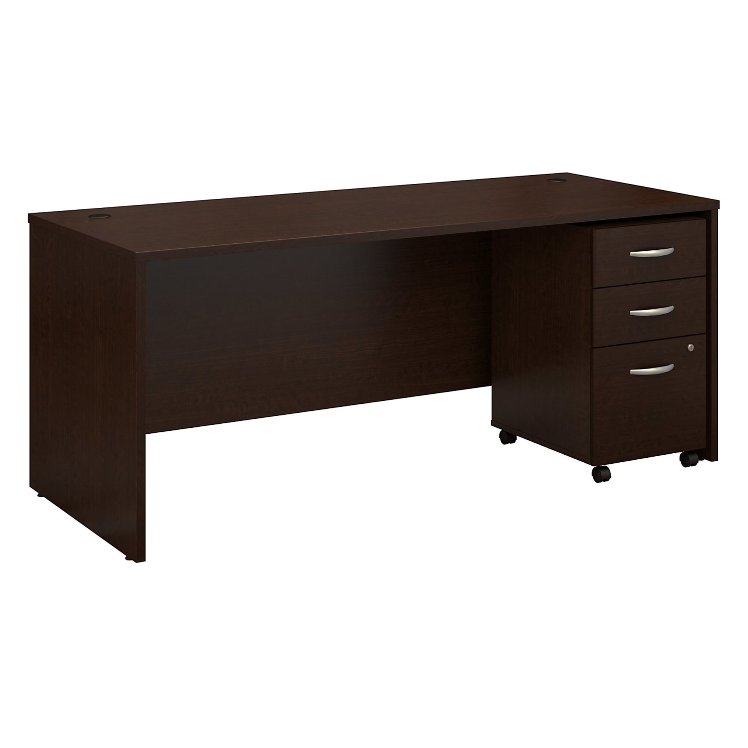 Bush Business Furniture Series C Components 72inW Office Computer Desk With Mobile File Cabinet, Mocha Cherry, Standard Delivery