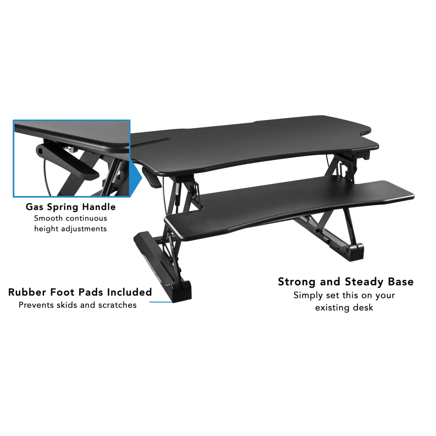 Mount-It! 49inW Height-Adjustable Standing Desk Converter, Black - Image 6