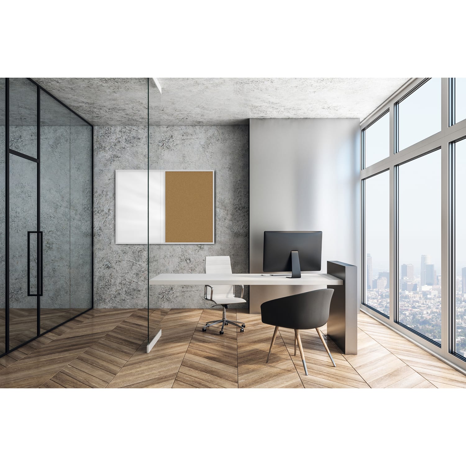 Ghent Non-Magnetic Whiteboard Corkboard Combo, 24in x 36in, White, Natural Aluminum Frame - Image 3