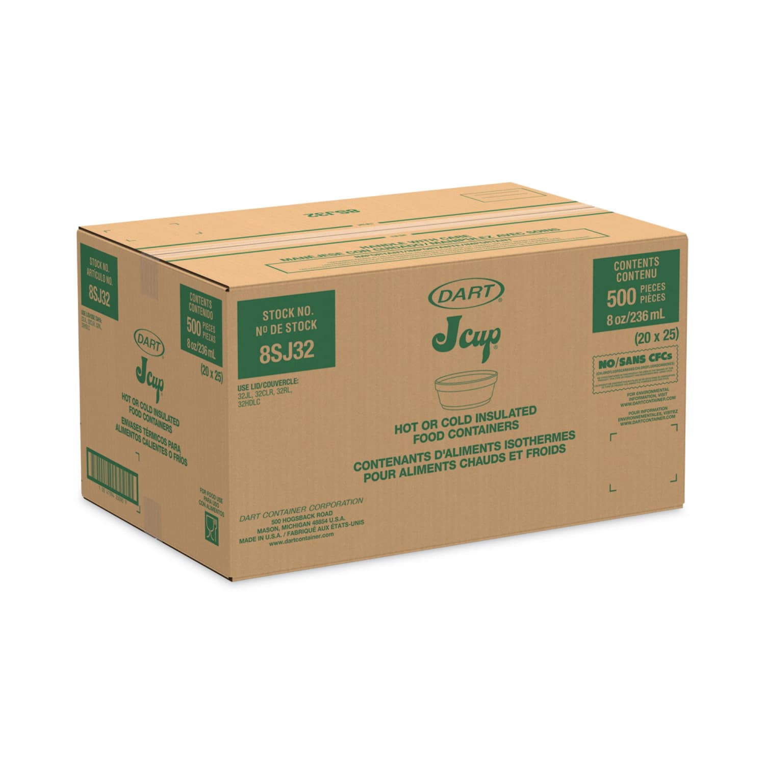 Dart Foam Containers, Squat, 8 Oz, 1-1/8inH x 4-5/8inW x 4-5/8inD, White, Carton Of 500 Containers - Image 5