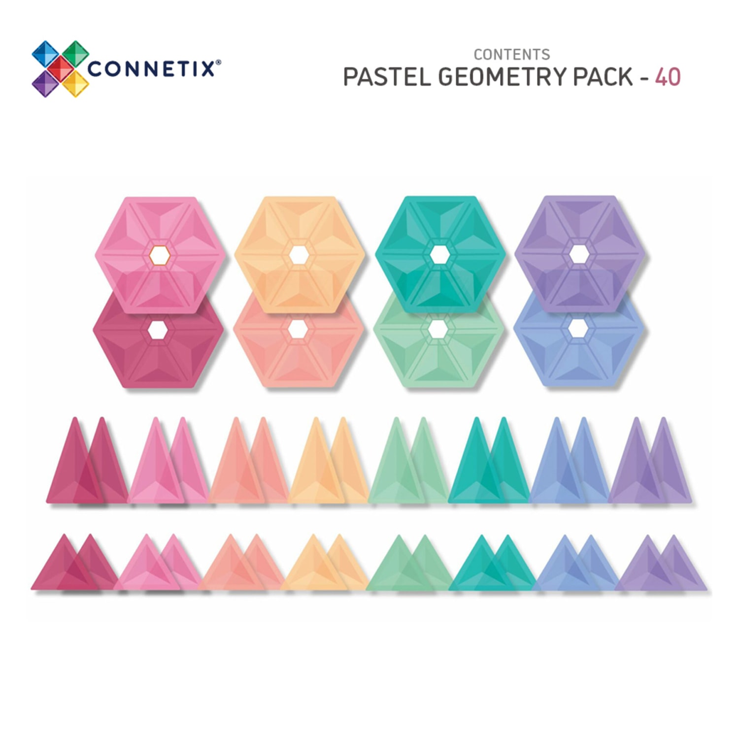 Connetix Magnetic Tiles Pastel Geometry Pack, 40 Pieces - Image 3