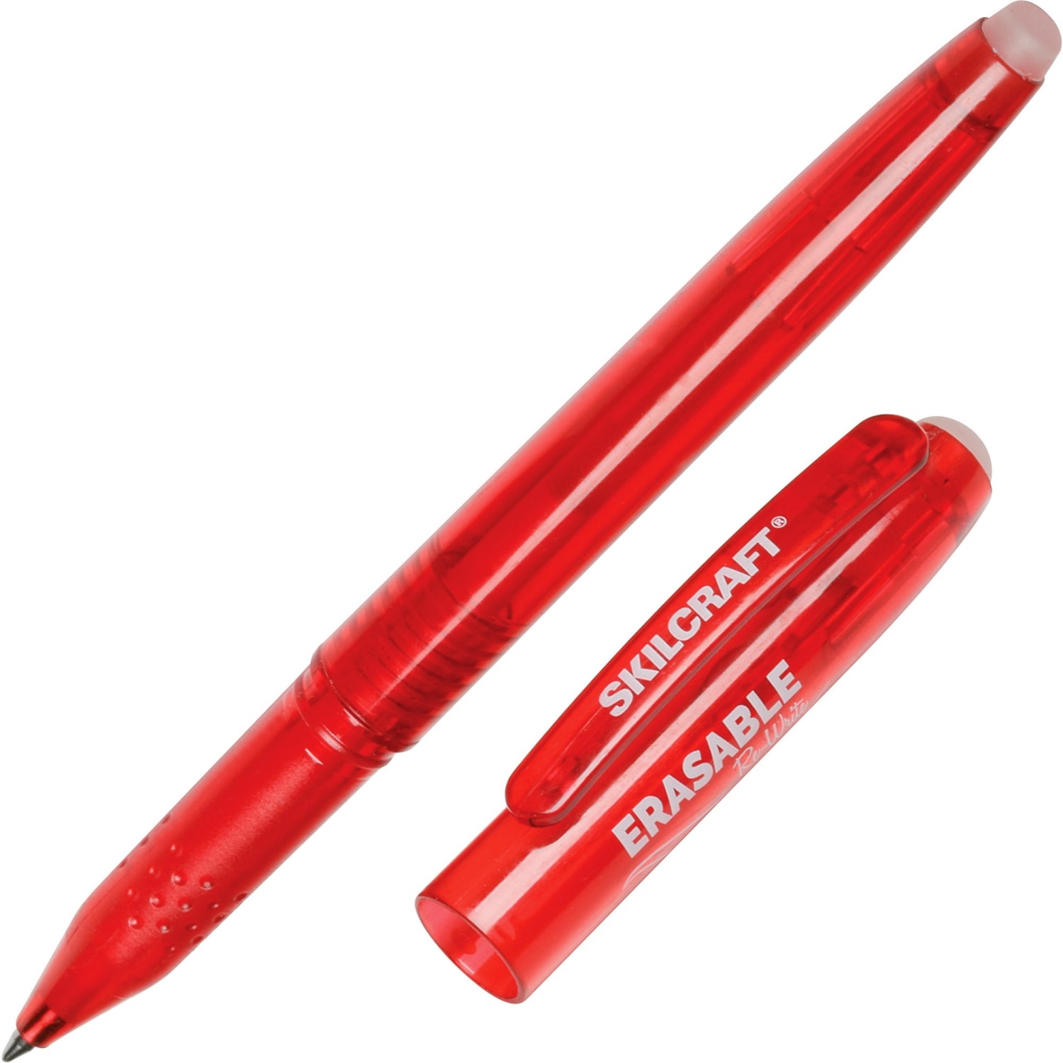 SKILCRAFT Erasable Gel Stick Pens, 0.7 mm, Translucent Barrel, Red Ink, 12 Pens Per Pack, Case Of 12 Packs - Image 3