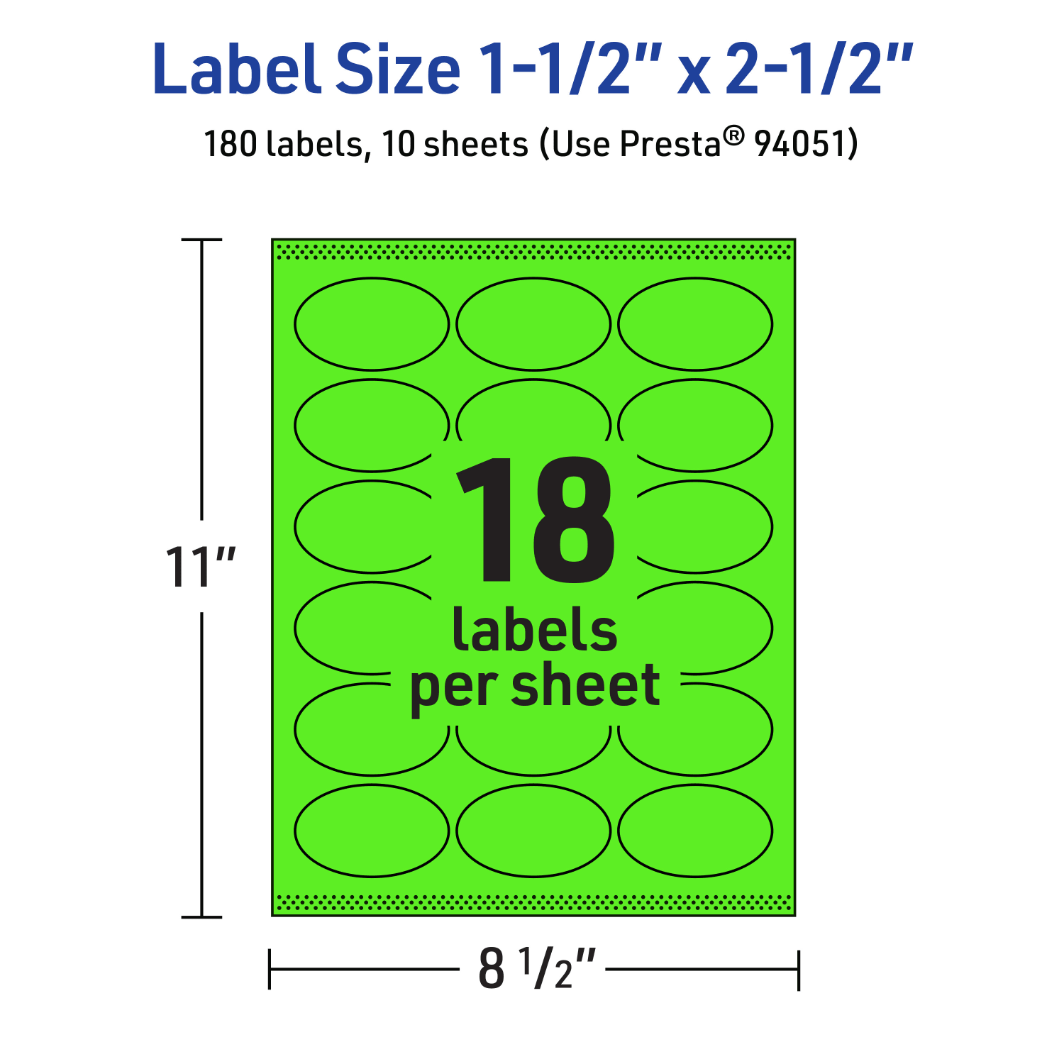 Avery Printable Labels With Sure Feed Technology, 94051-NGP10, Oval, 1-1/2in x 2-1/2in, Matte Neon Green, Pack of 180 - Image 6