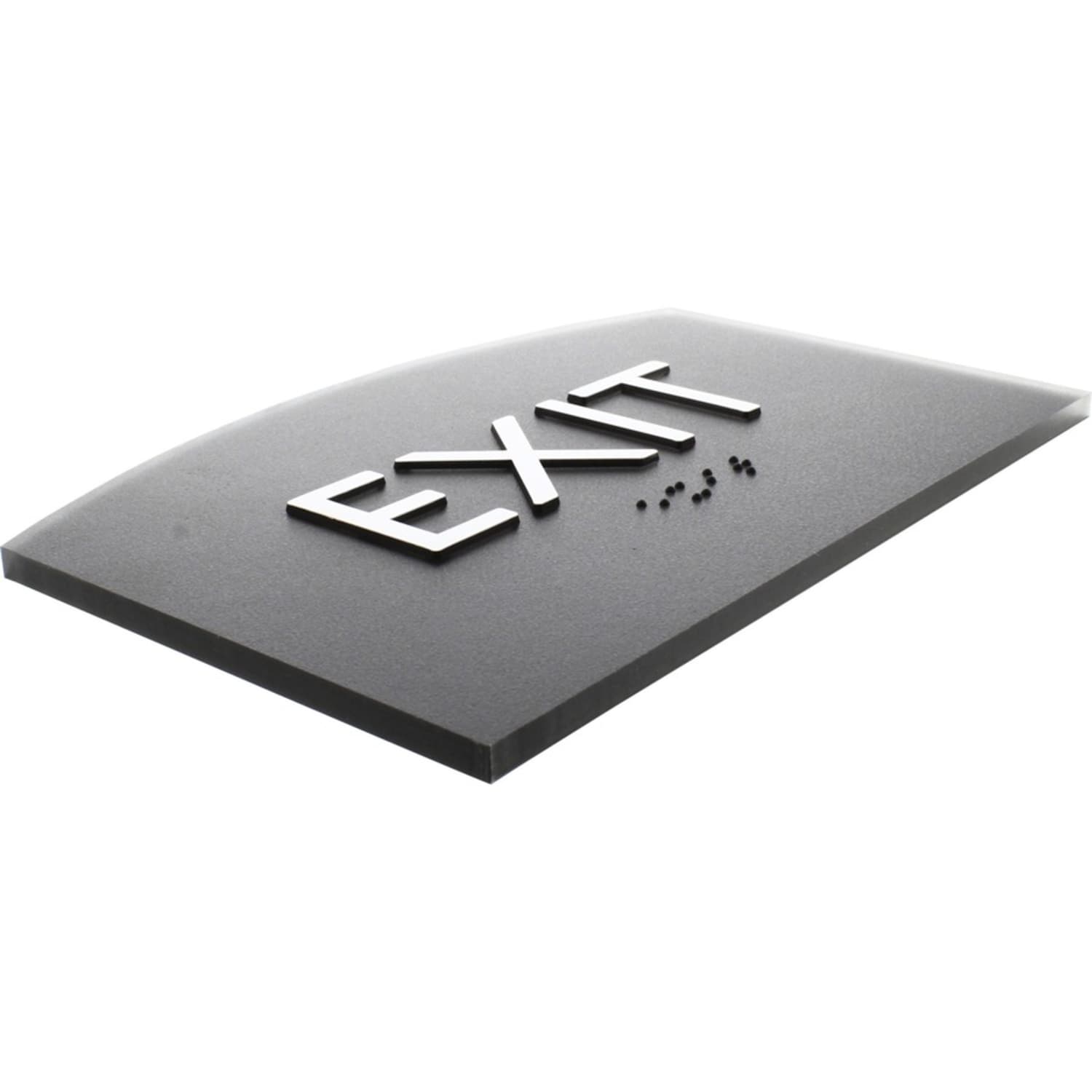 Lorell Exit Sign, 4.5inW x 6.8inH, Curved Shape, Surface-mountable, Easy Readability, Braille, Indoor, Plastic, Black - Image 5