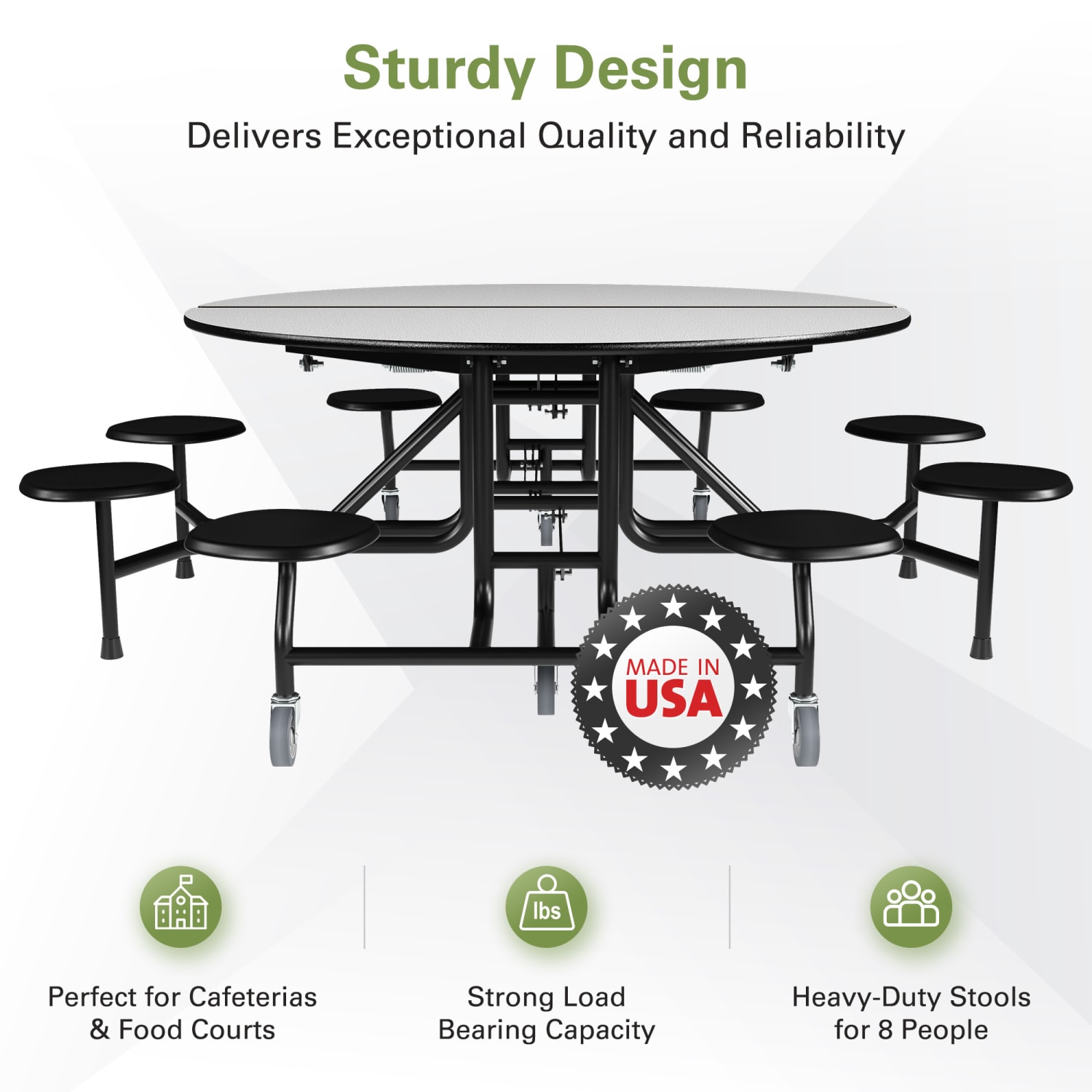 Palmer Hamilton 59T Round Mobile Cafeteria Table, 29in x 83in, Gray Glace - Image 6