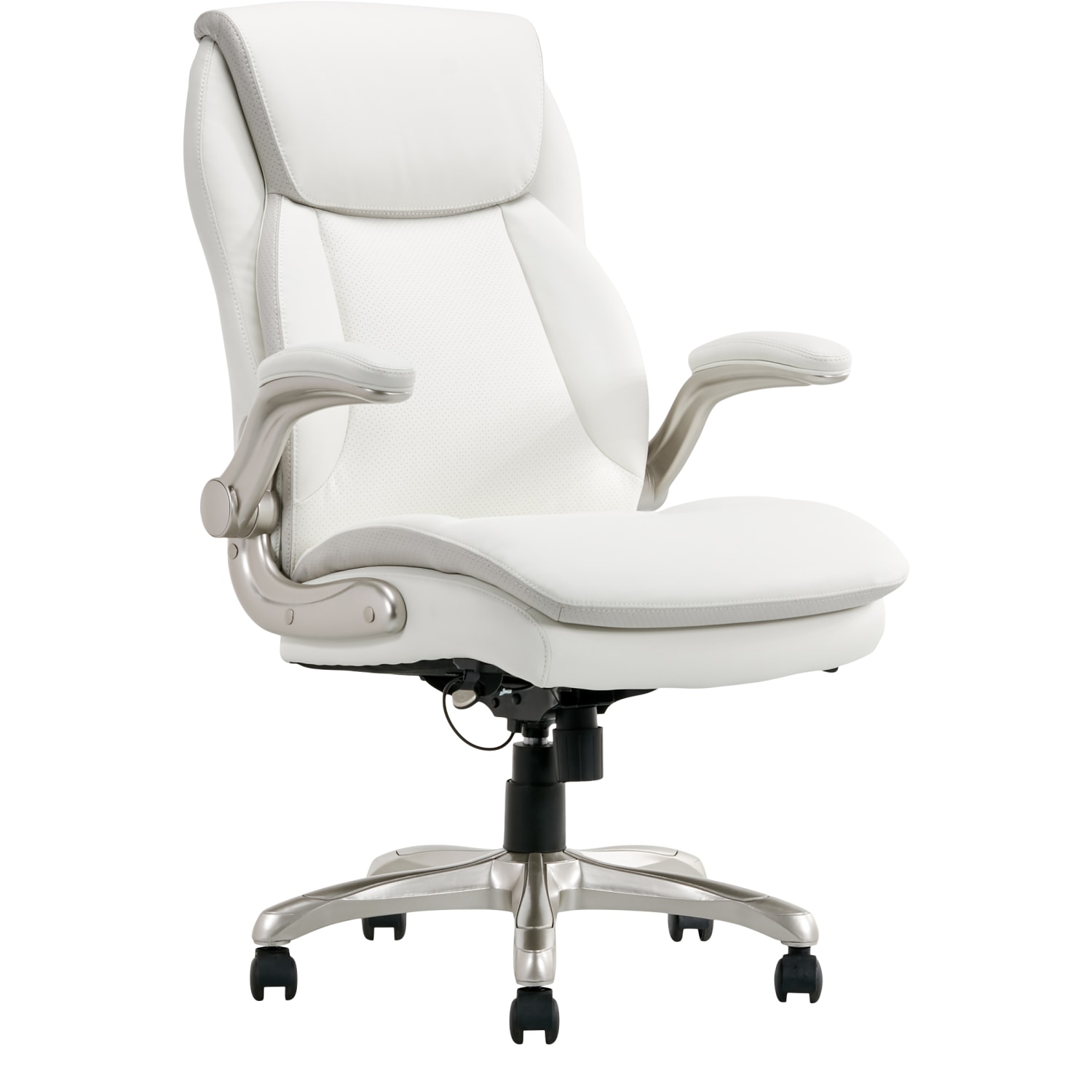 Serta Smart Layers Brinkley Ergonomic Bonded Leather High-Back Executive Office Chair, White/Silver - Image 11