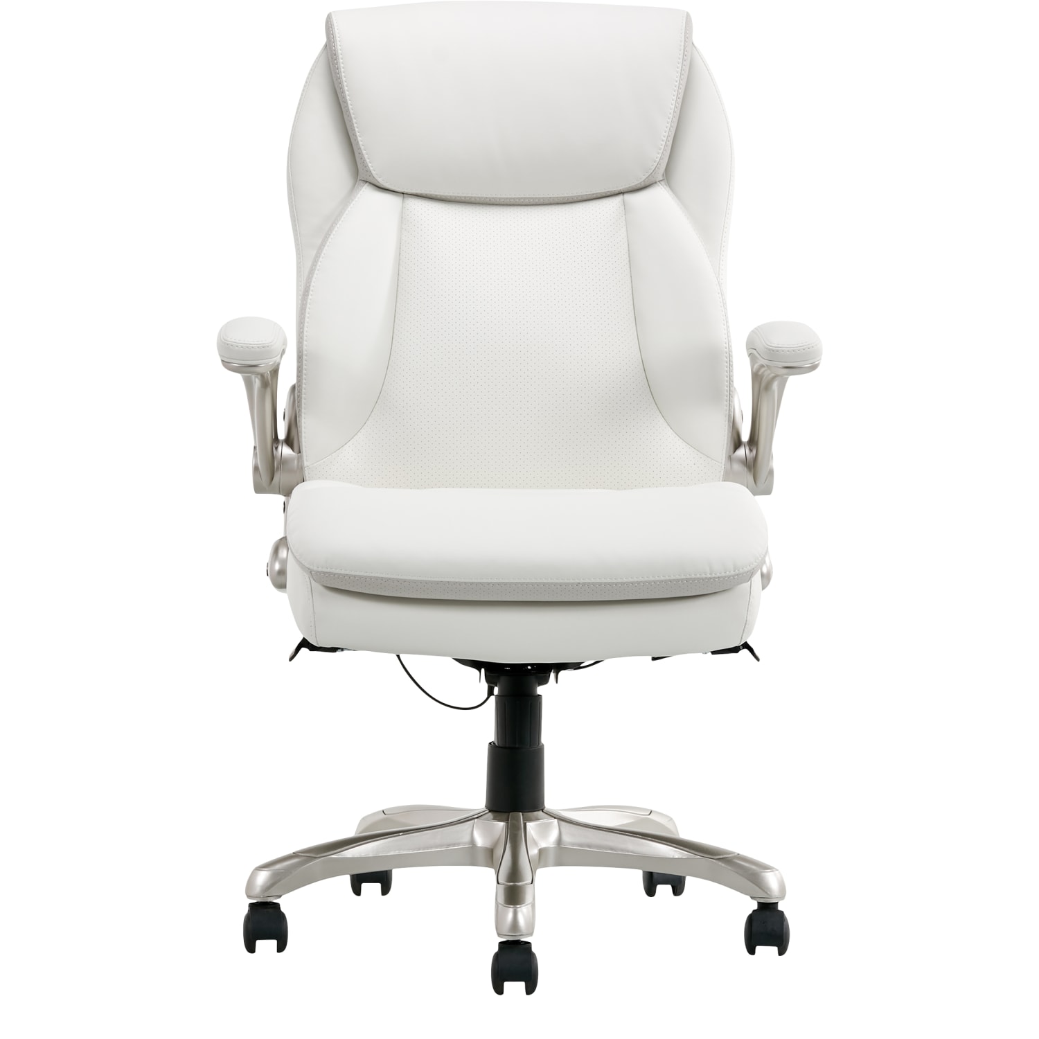 Serta Smart Layers Brinkley Ergonomic Bonded Leather High-Back Executive Office Chair, White/Silver - Image 12