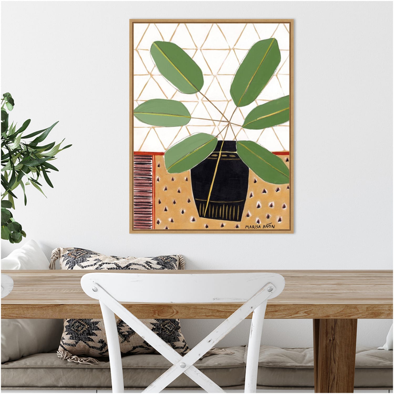 Amanti Art Gold Tablecloth 4 Plant by Marisa Anon Framed Canvas Wall Art Print, 24inH x 18inW, Maple - Image 3