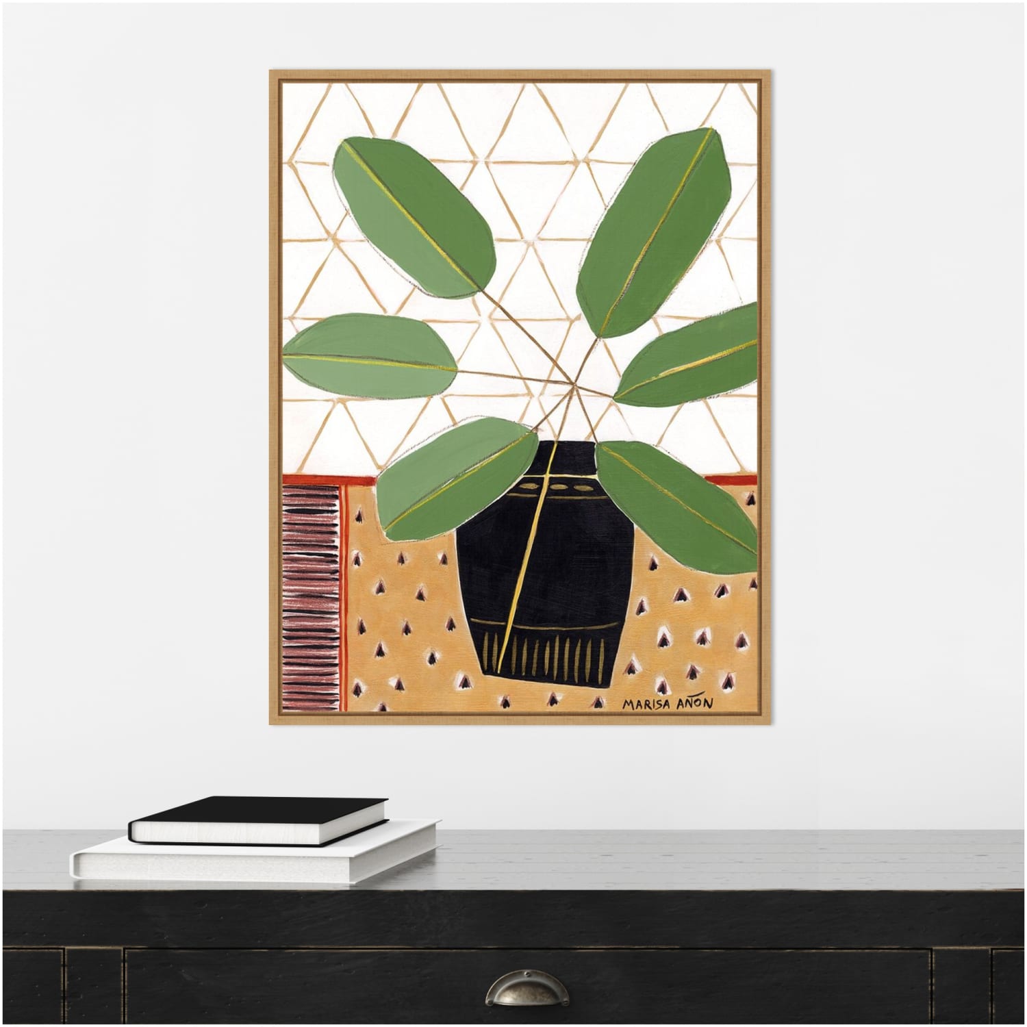 Amanti Art Gold Tablecloth 4 Plant by Marisa Anon Framed Canvas Wall Art Print, 24inH x 18inW, Maple - Image 5