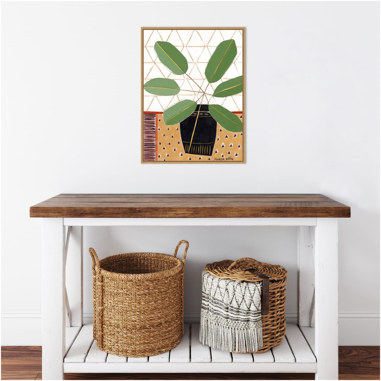 Amanti Art Gold Tablecloth 4 Plant by Marisa Anon Framed Canvas Wall Art Print, 24inH x 18inW, Maple - Image 6