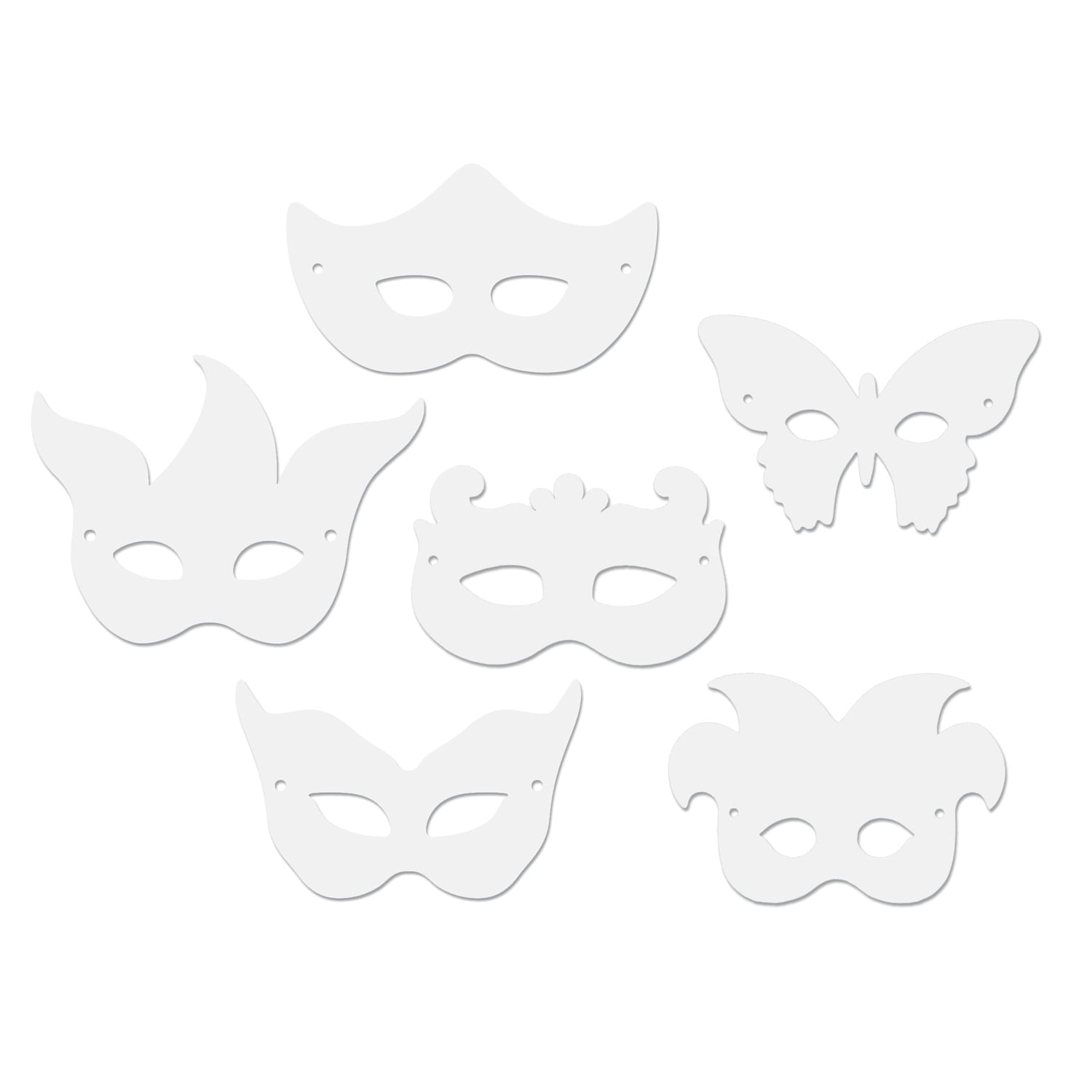Creativity Street Card Stock Die-Cut Paper Masks, White, 24 Masks Per Pack, Set Of 6 Packs - Image 3