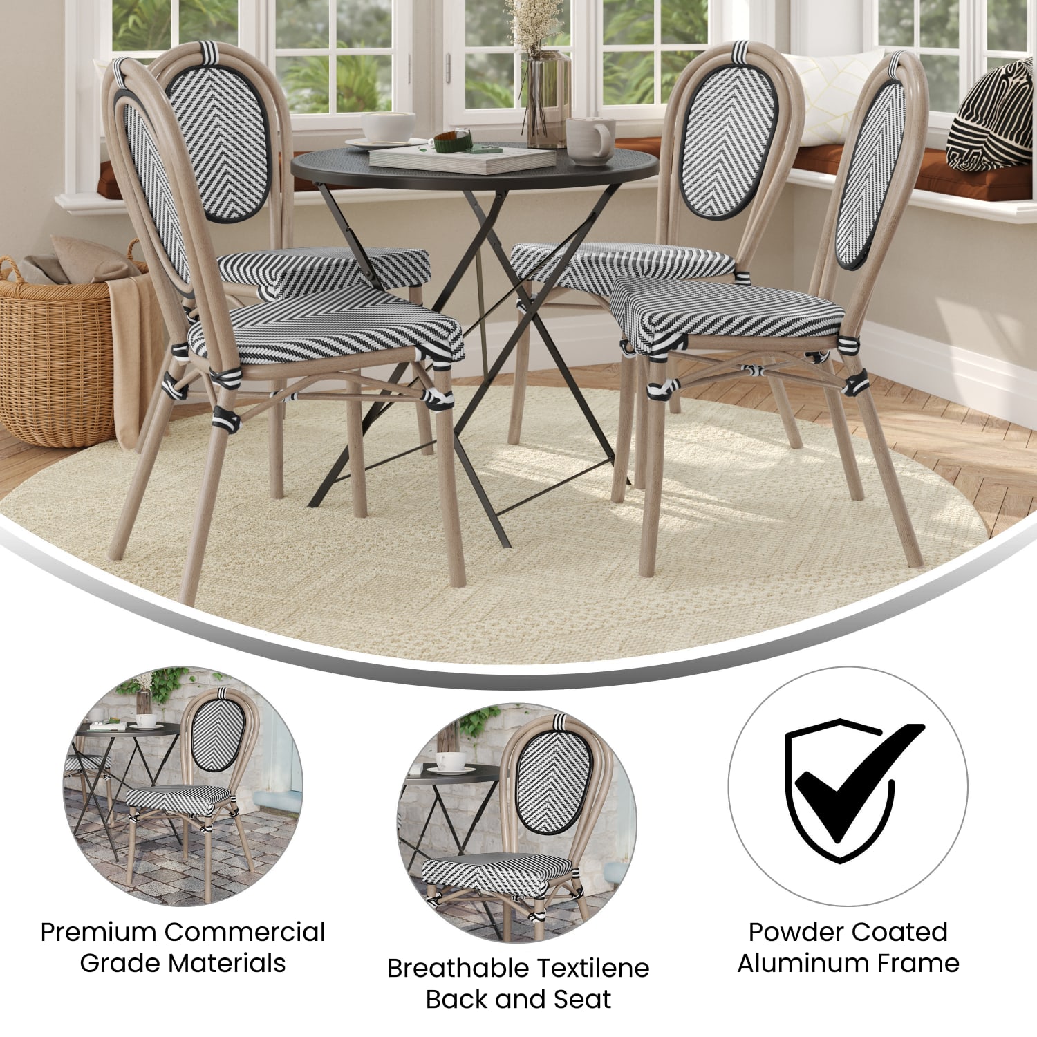 Flash Furniture 4 Pack Marseille IndoorOutdoor Commercial Thonet Bistro Stacking Chair Black WhiteLight Natural Frame 4SDA6422STXTBWL PopularChairscom Flash Furniture 4 Pack Marseille IndoorOutdoor Commercial Thonet Bistro Stacking Chair Black WhiteLight Natural Frame 4SDA6422STXTBWL PopularChairscom