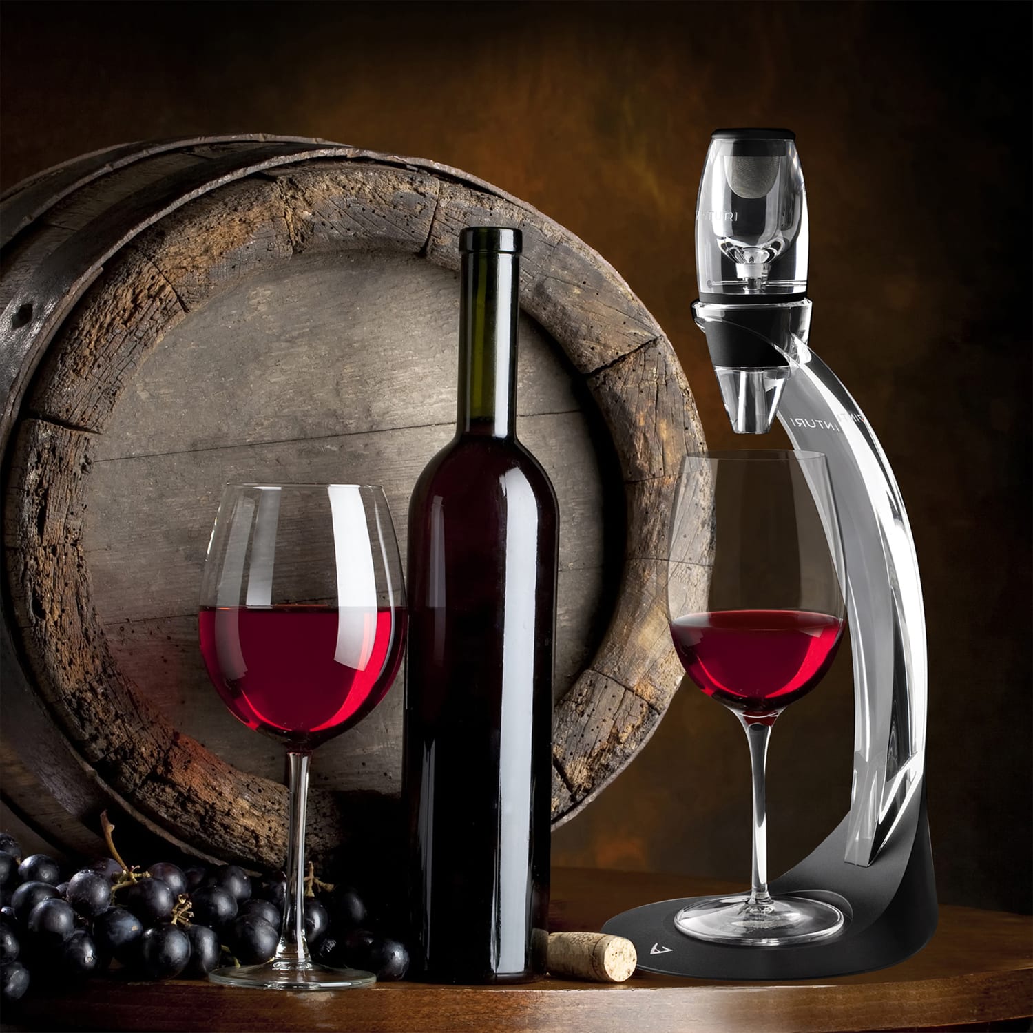 Edgecraft Vinturi Acrylic Wine Aerator Tower Set, Black - Image 3