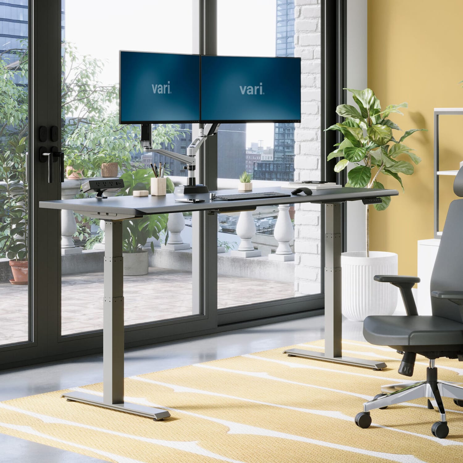VARI Electric Standing Desk With ComfortEdge, 72inW, Black - Image 3