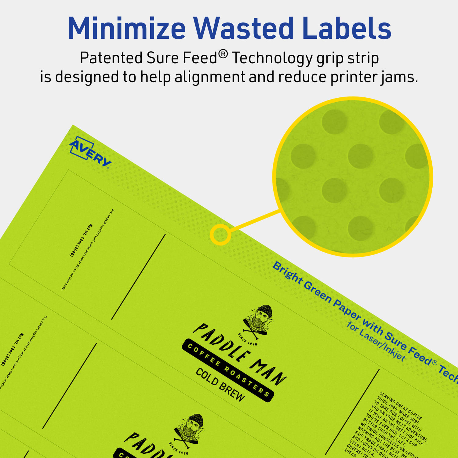 Avery Print-To-The-Edge Labels With Sure Feed Technology, 94225-BGP10, Rectangle, 1in x 7in, Matte Bright Green, Pack of 80 - Image 5