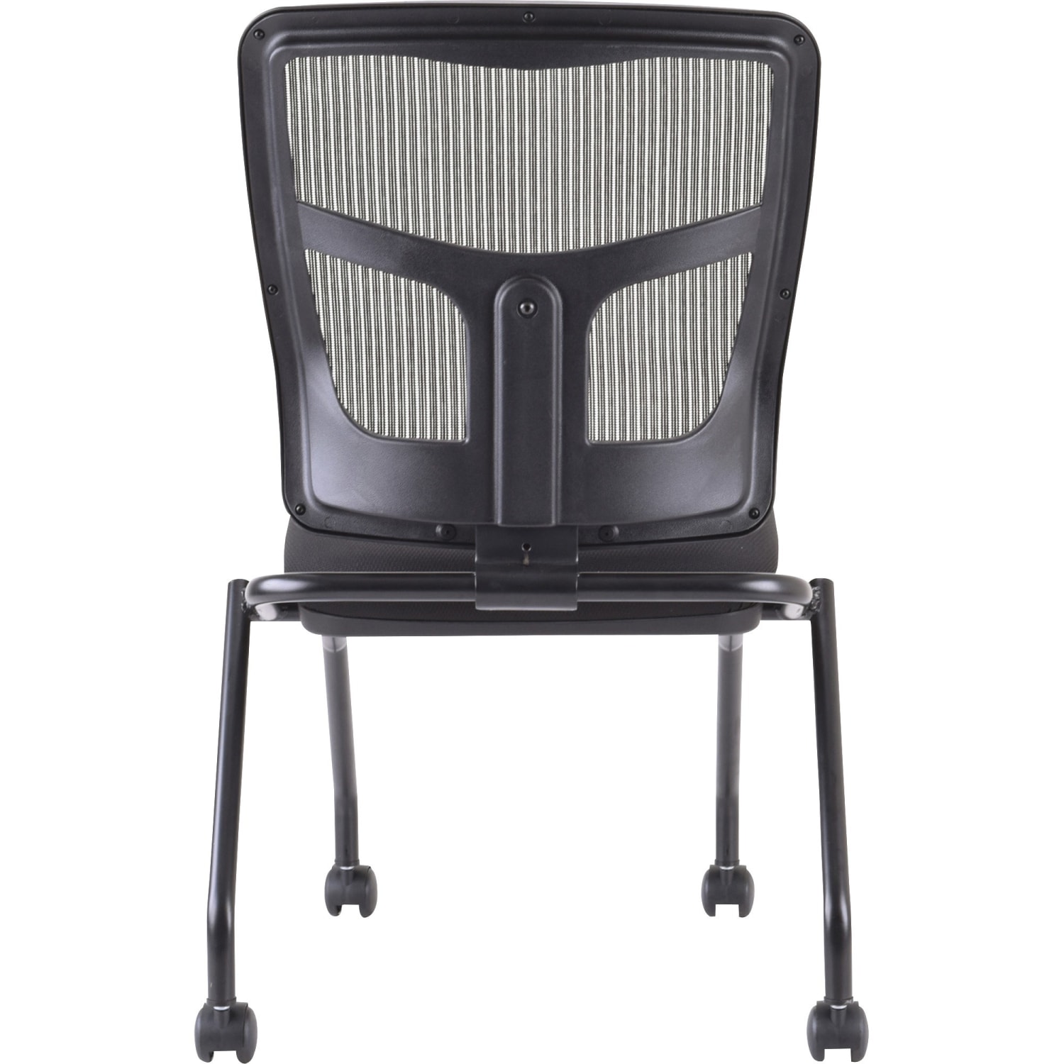 Lorell Training Room Guest Chairs - Black Seat Color - Fabric Seat Material - Mesh Back Material - Metal Frame Material - Rectangular Base - Black - 2 / Carton - Image 5