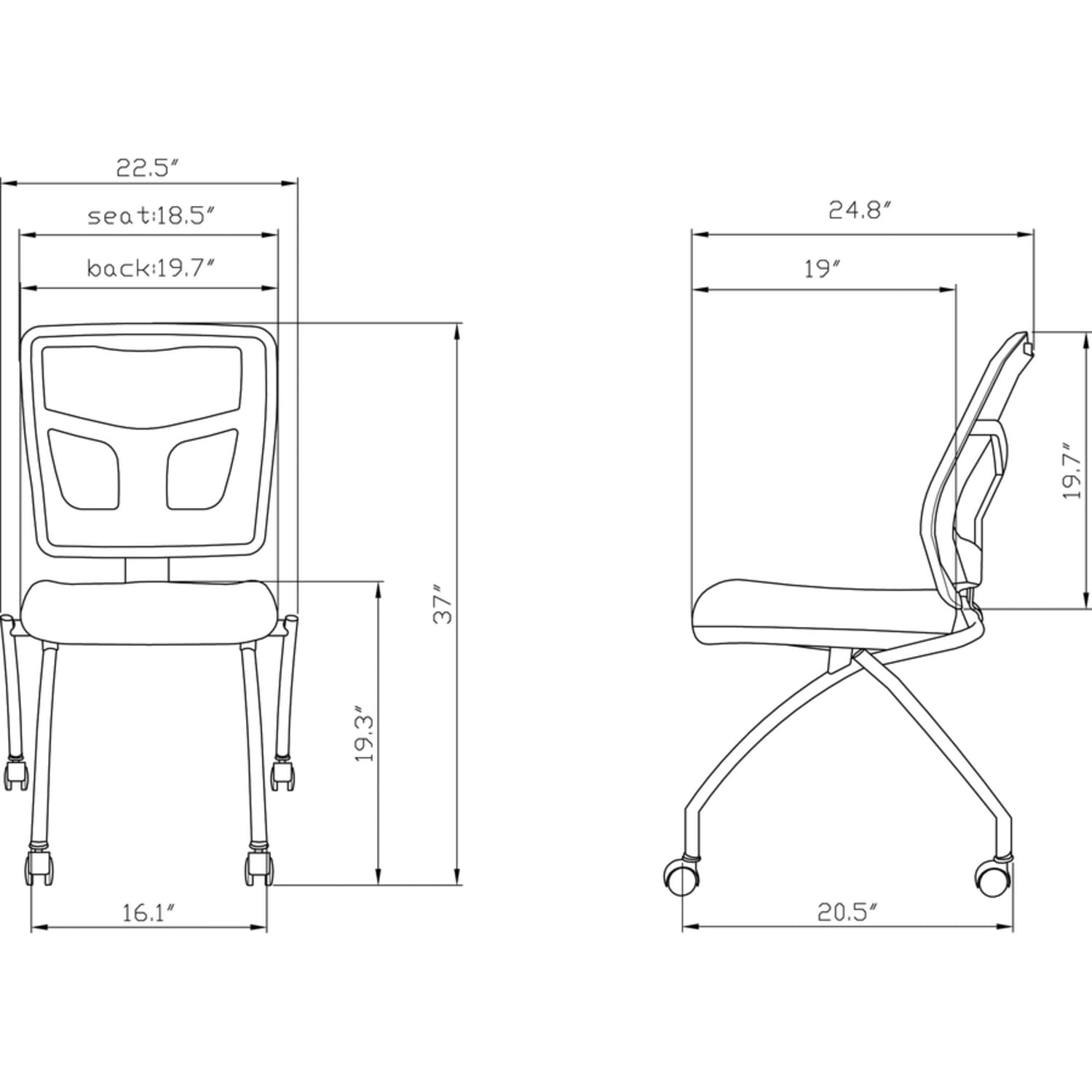 Lorell Training Room Guest Chairs  Black Seat Color  Fabric Seat Material  Mesh Back Material  Metal Frame Material  84385 PopularChairscom