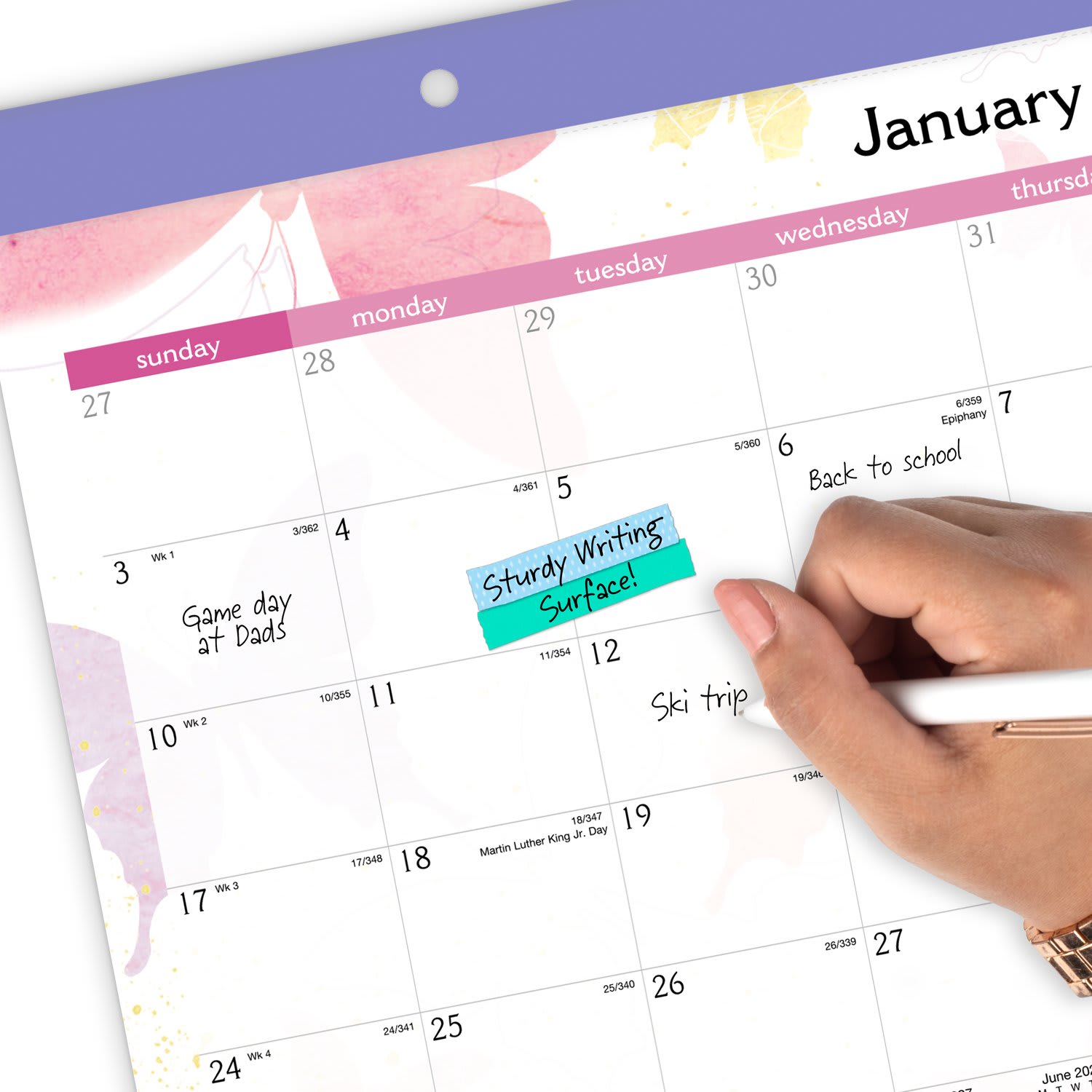 AT-A-GLANCE Watercolors 2027 Monthly Desk Pad Calendar, Compact, 17 3/4in x 11in - Image 6