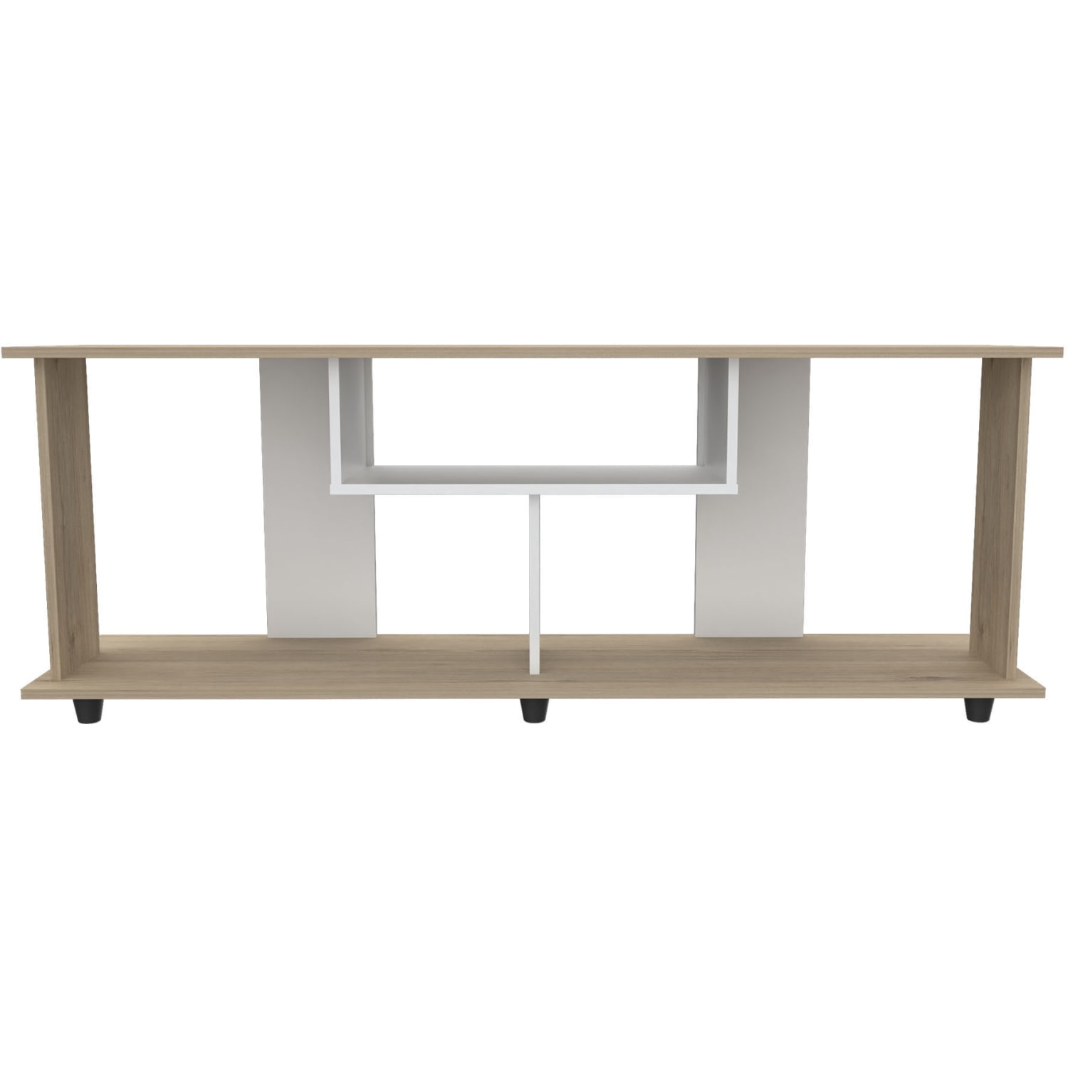 Inval TV Stand With Large Bottom Shelf, 22inH x 59inW x 14-3/4inD, Sand Oak/White - Image 3