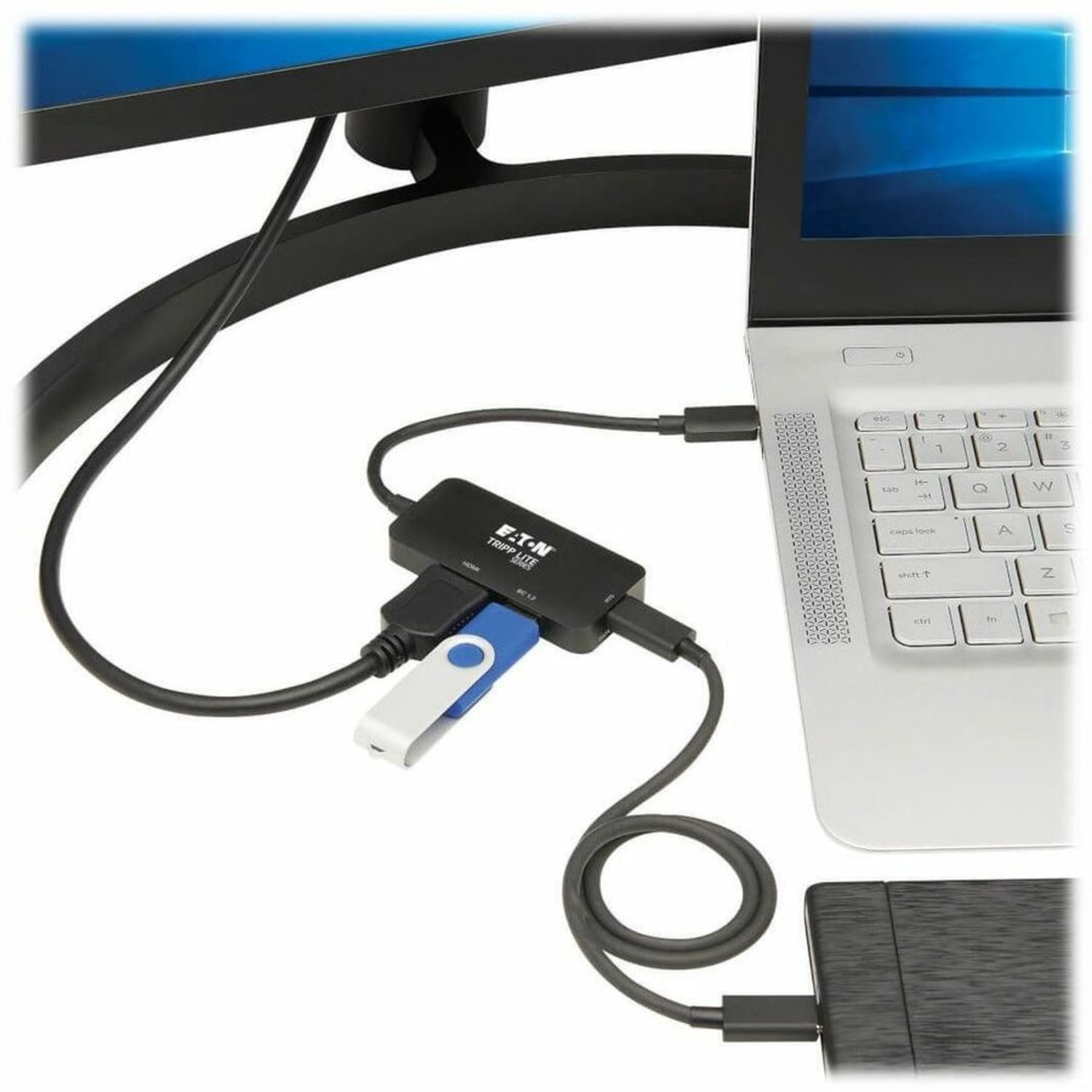Eaton Tripp Lite Series USB C Multiport Adapter - HDMI 4K @ 60 Hz, 4:4:4, HDR, USB-A, USB-C PD 3.0 Charging (100W), Black - Video / audio adapter - 24 pin USB-C male reversible to HDMI, USB Type A, 24 pin USB-C female - 6 in - black - 4K support - Image 3