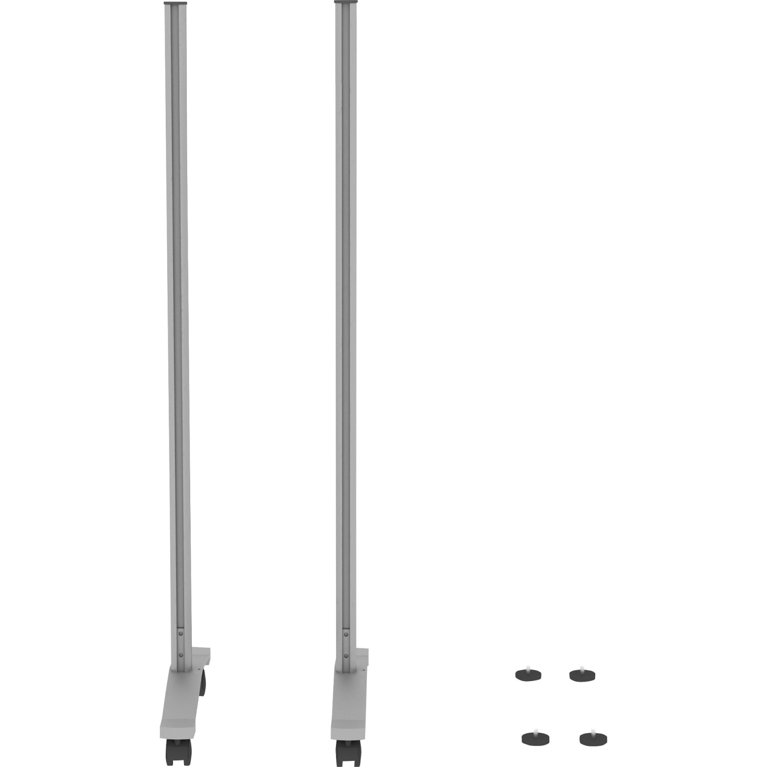 Lorell Adaptable Panel Legs for 50inH Configuration, 18.75inW x 2inD x 48.37inH, Aluminum, Silver, 2 / Set - Image 3