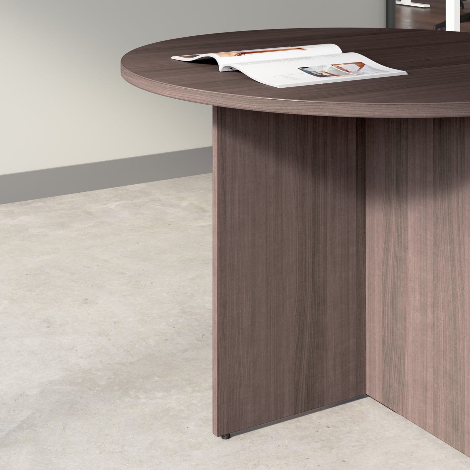 Bush Business Furniture 42-inch Round Conference Table With Wood Base, Storm Gray, Standard Delivery - Image 5