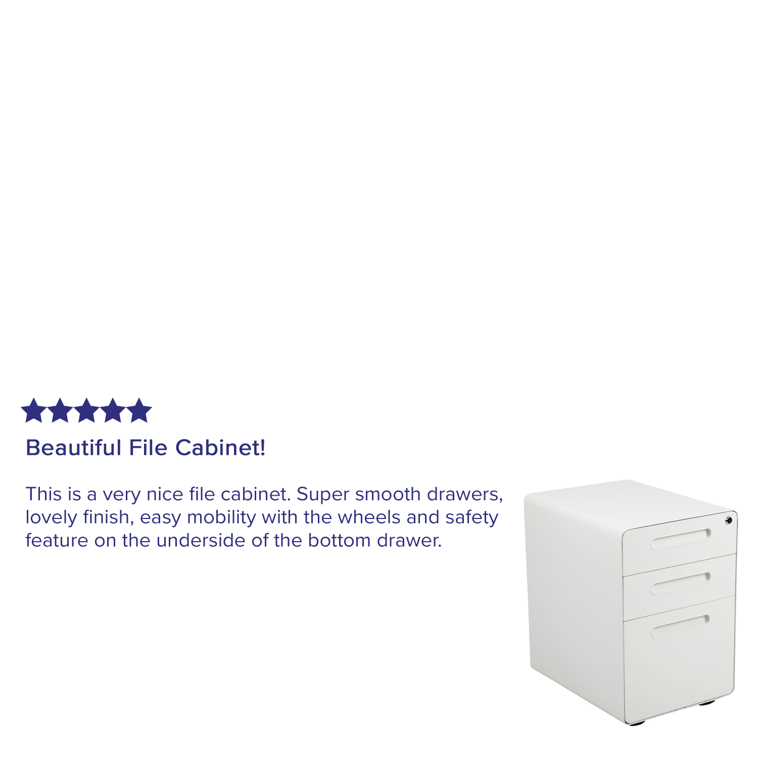 Flash Furniture Ergonomic 21inD Vertical 3-Drawer Mobile Locking File Cabinet, White - Image 5