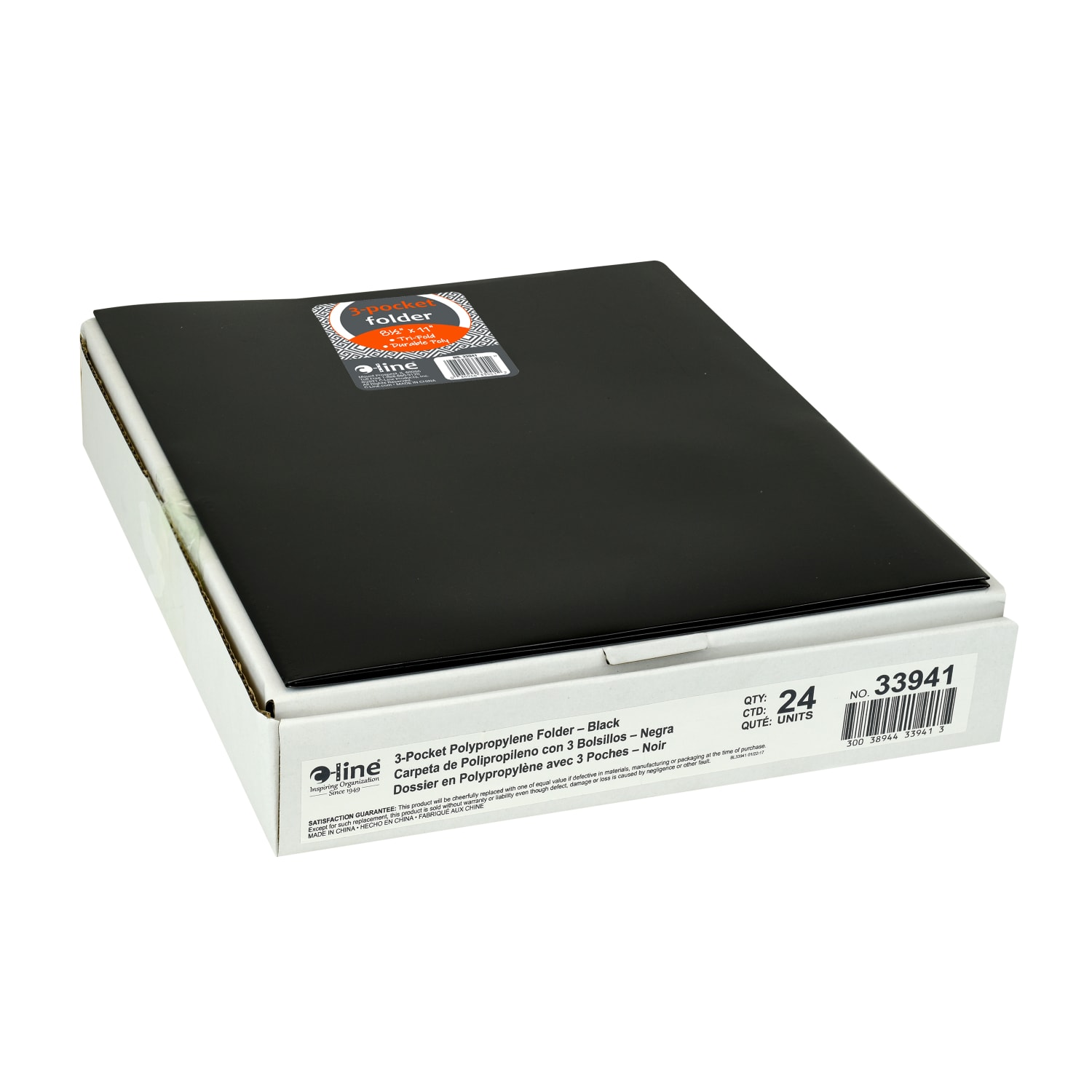 C-Line 3-Pocket Poly Portfolios, Letter (8-1/2in x 11in), Black, Box Of 24 Portfolios - Image 3