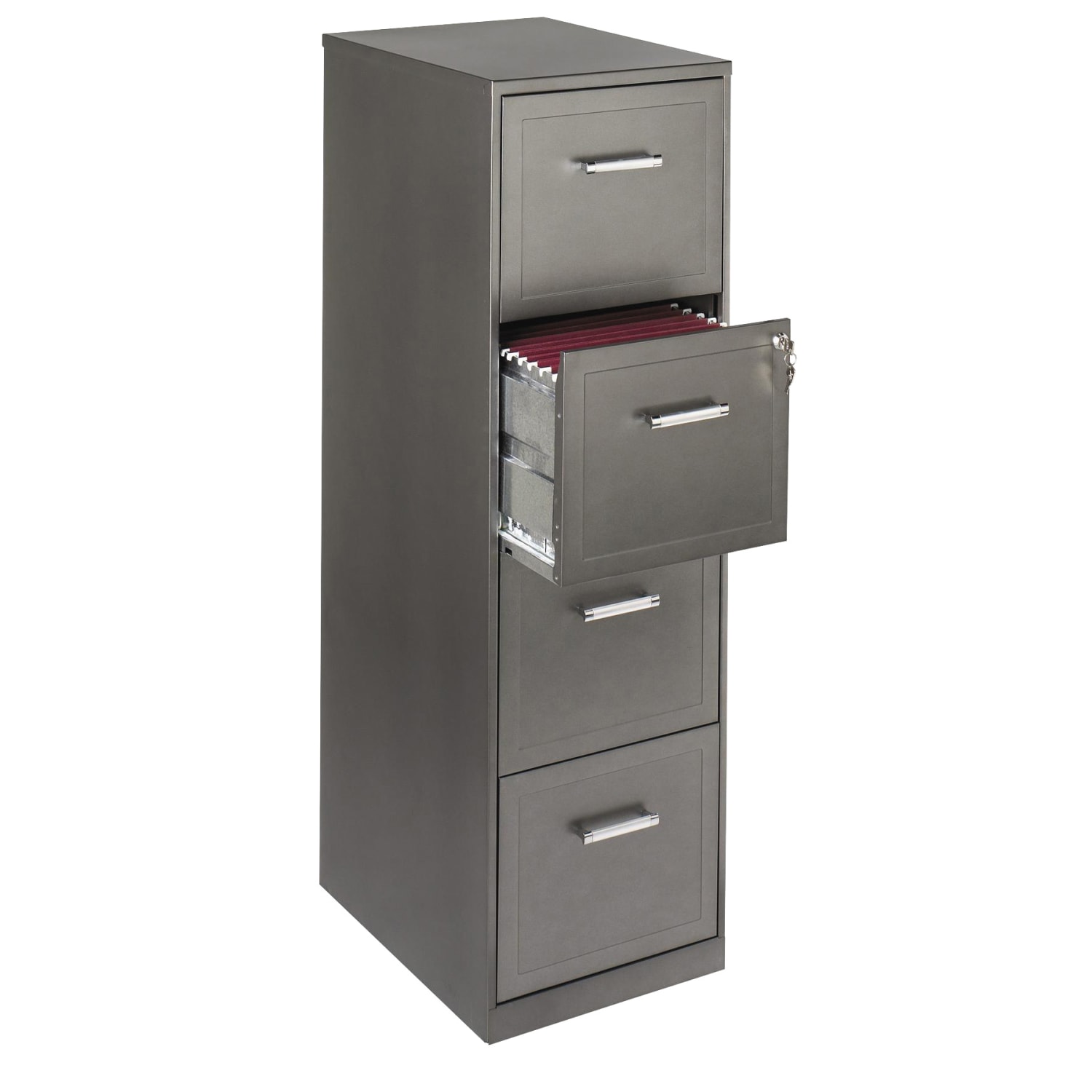 Realspace 18inD 4-Drawer Vertical Letter-Size File Cabinet, Metallic Charcoal - Image 5
